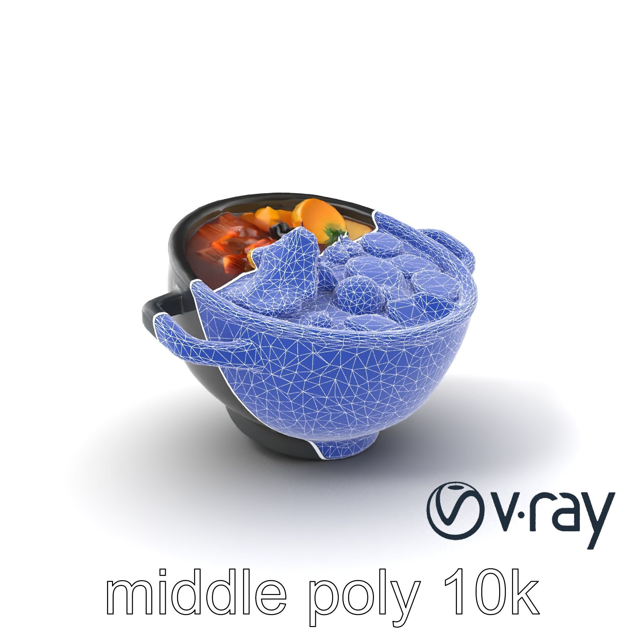 Sukiyaki Cast Iron Pot with Authentic Japanese Ingredients mo... Low-poly 3D model_6