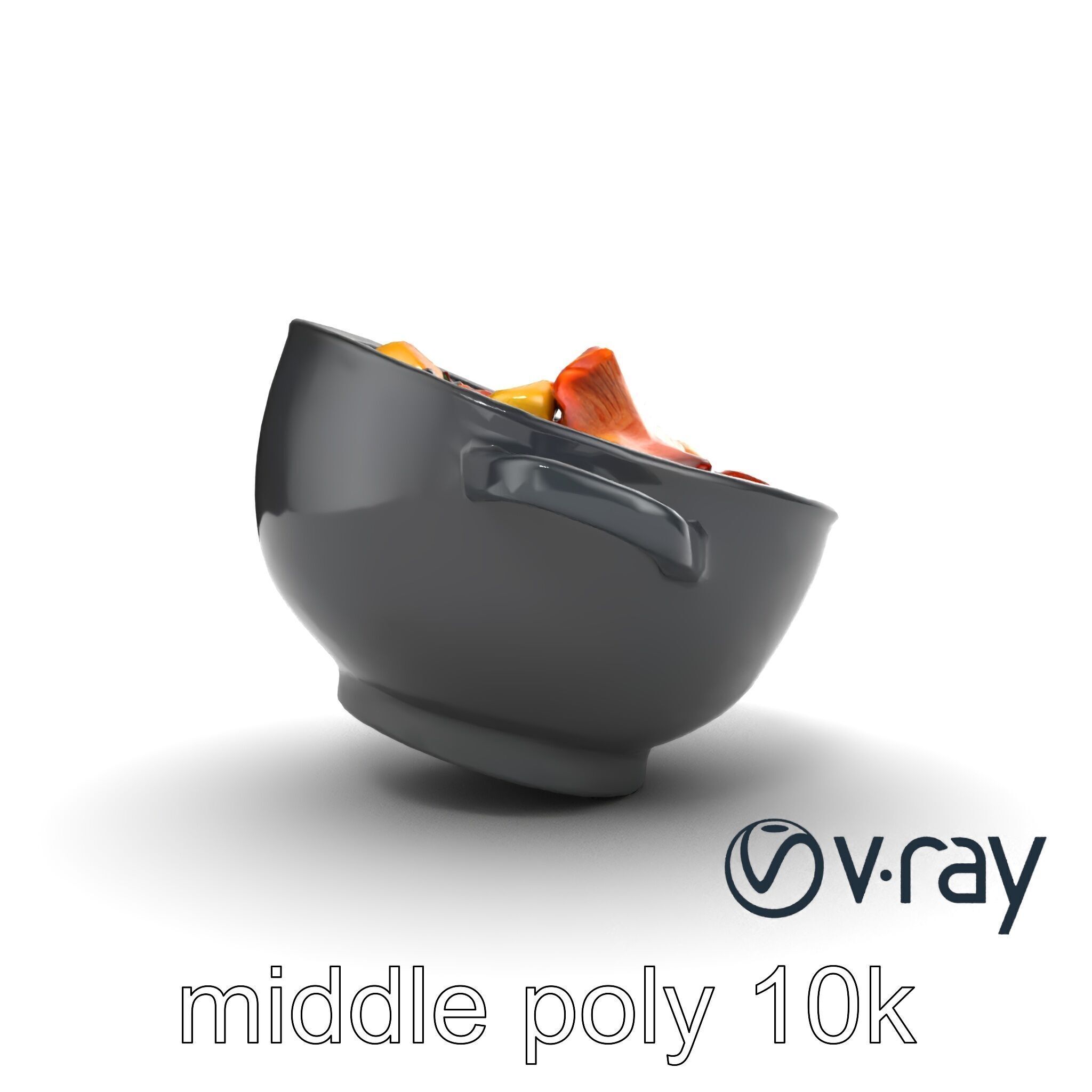 Sukiyaki Cast Iron Pot with Authentic Japanese Ingredients mo... Low-poly 3D model_26