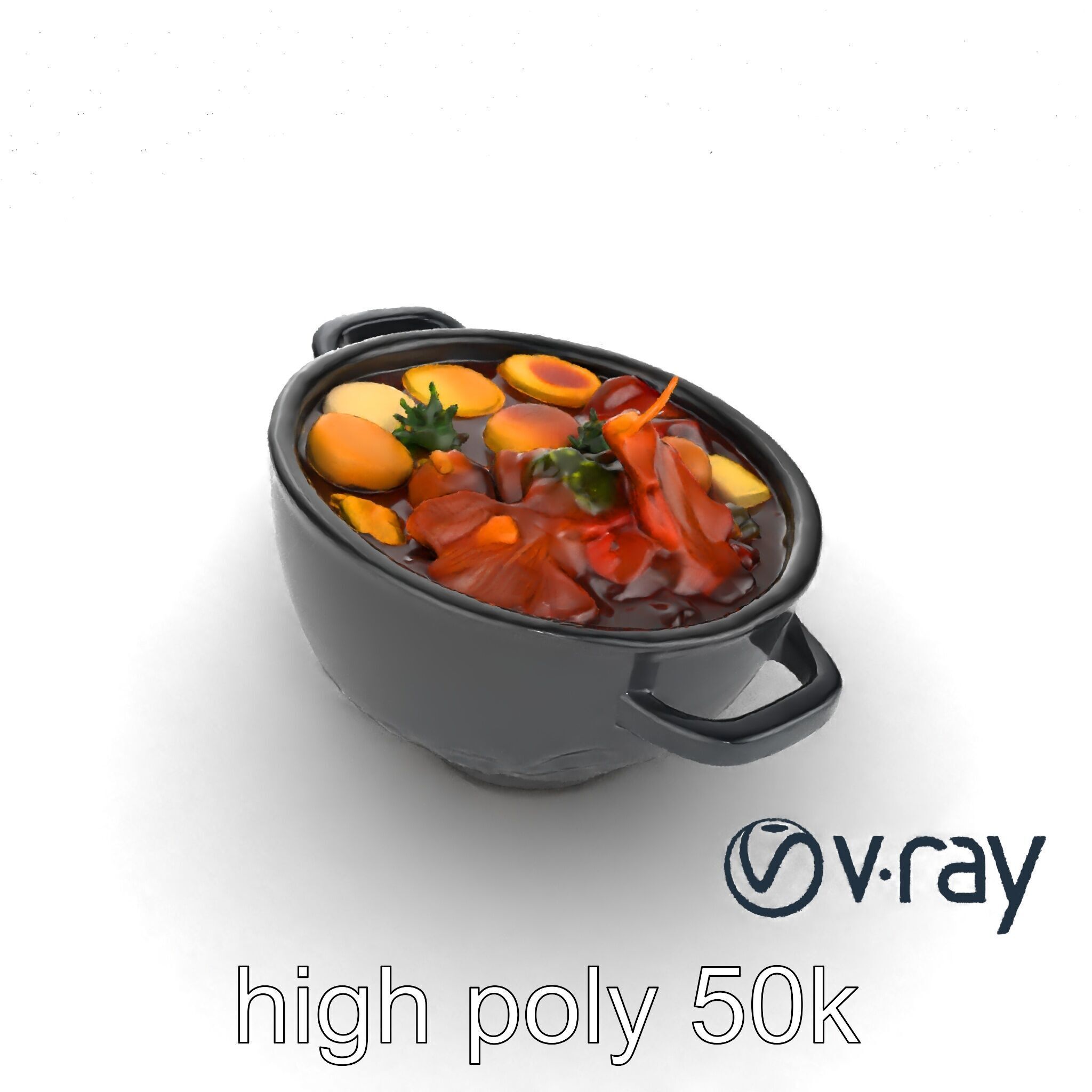 Sukiyaki Cast Iron Pot with Authentic Japanese Ingredients mo... Low-poly 3D model_24