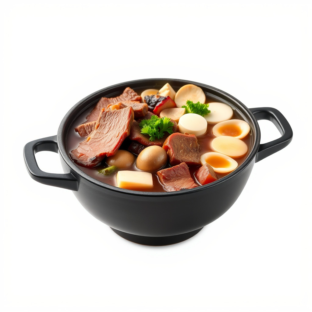 Sukiyaki Cast Iron Pot with Authentic Japanese Ingredients mo... Low-poly 3D model_4