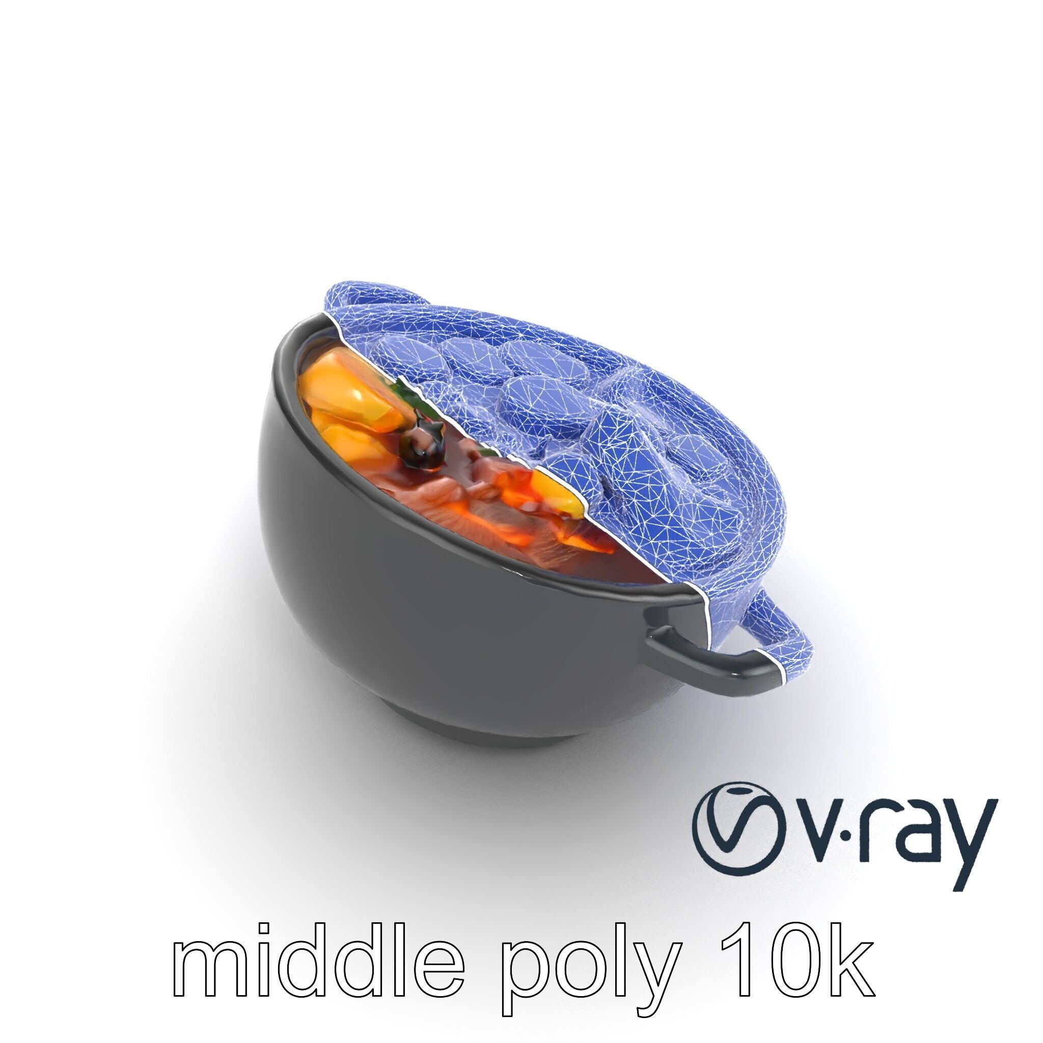 Sukiyaki Cast Iron Pot with Authentic Japanese Ingredients mo... Low-poly 3D model_30