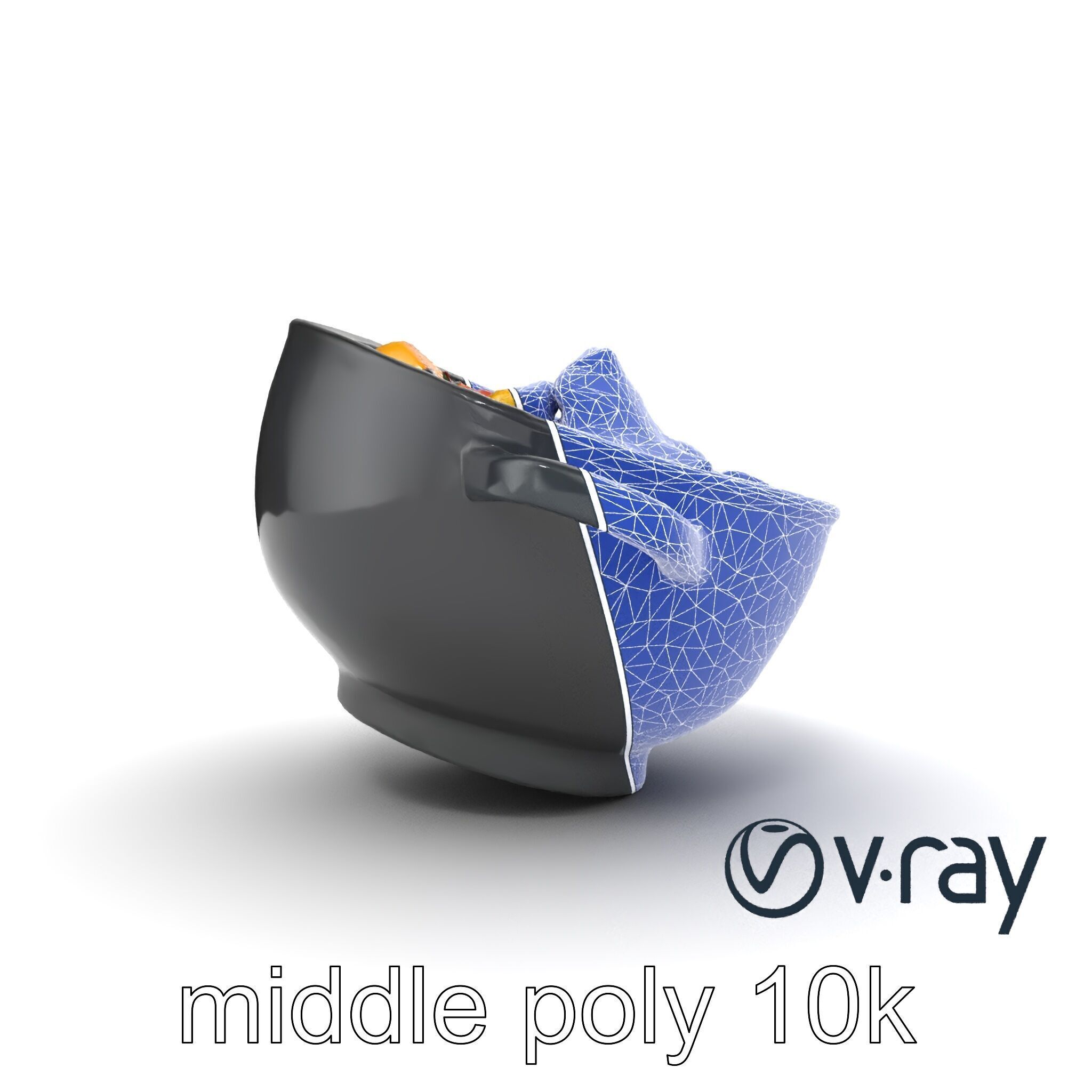 Sukiyaki Cast Iron Pot with Authentic Japanese Ingredients mo... Low-poly 3D model_23