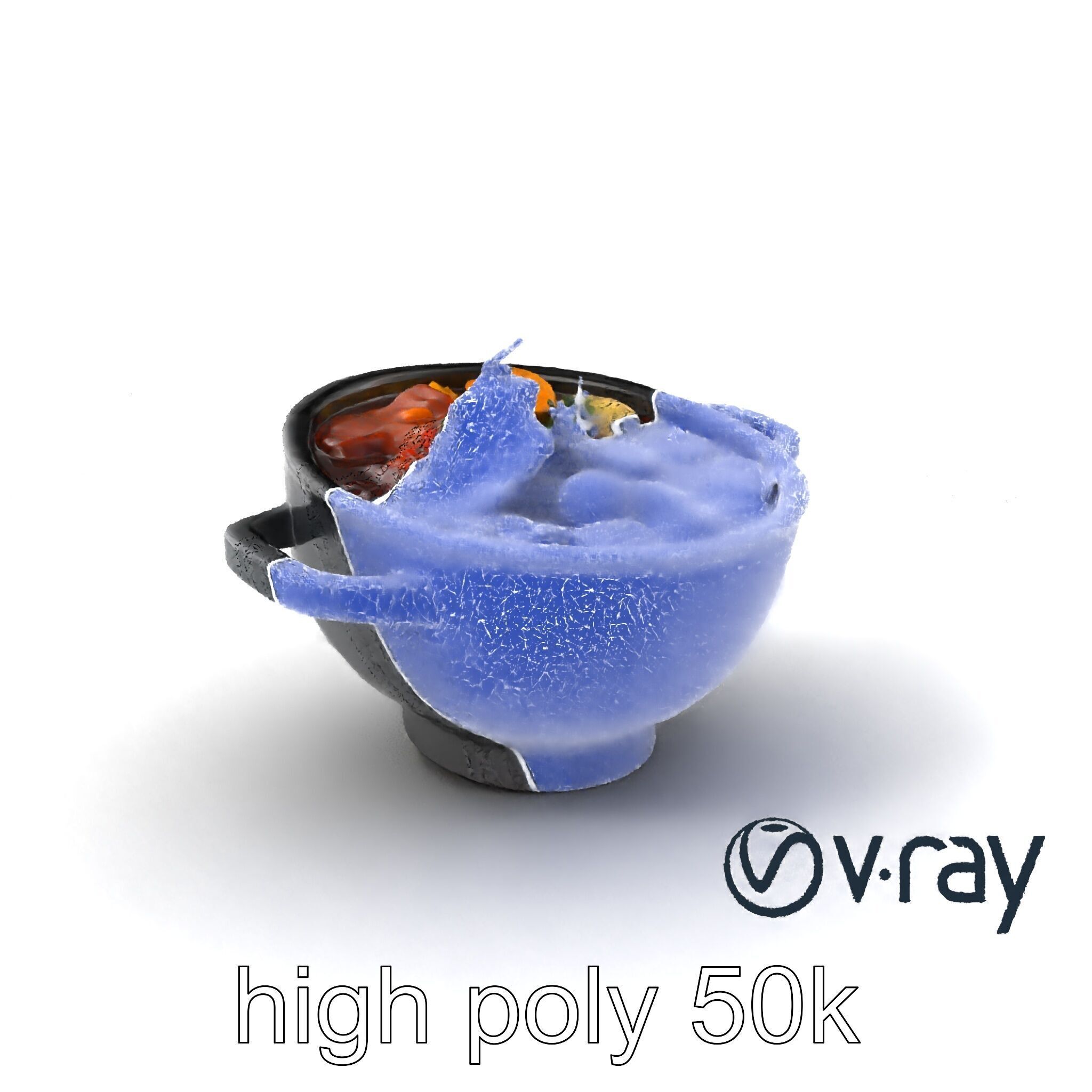 Sukiyaki Cast Iron Pot with Authentic Japanese Ingredients mo... Low-poly 3D model_10