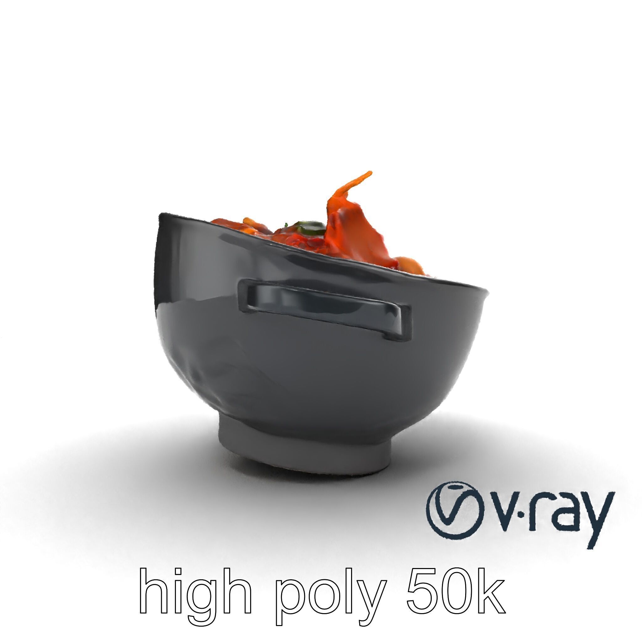 Sukiyaki Cast Iron Pot with Authentic Japanese Ingredients mo... Low-poly 3D model_27