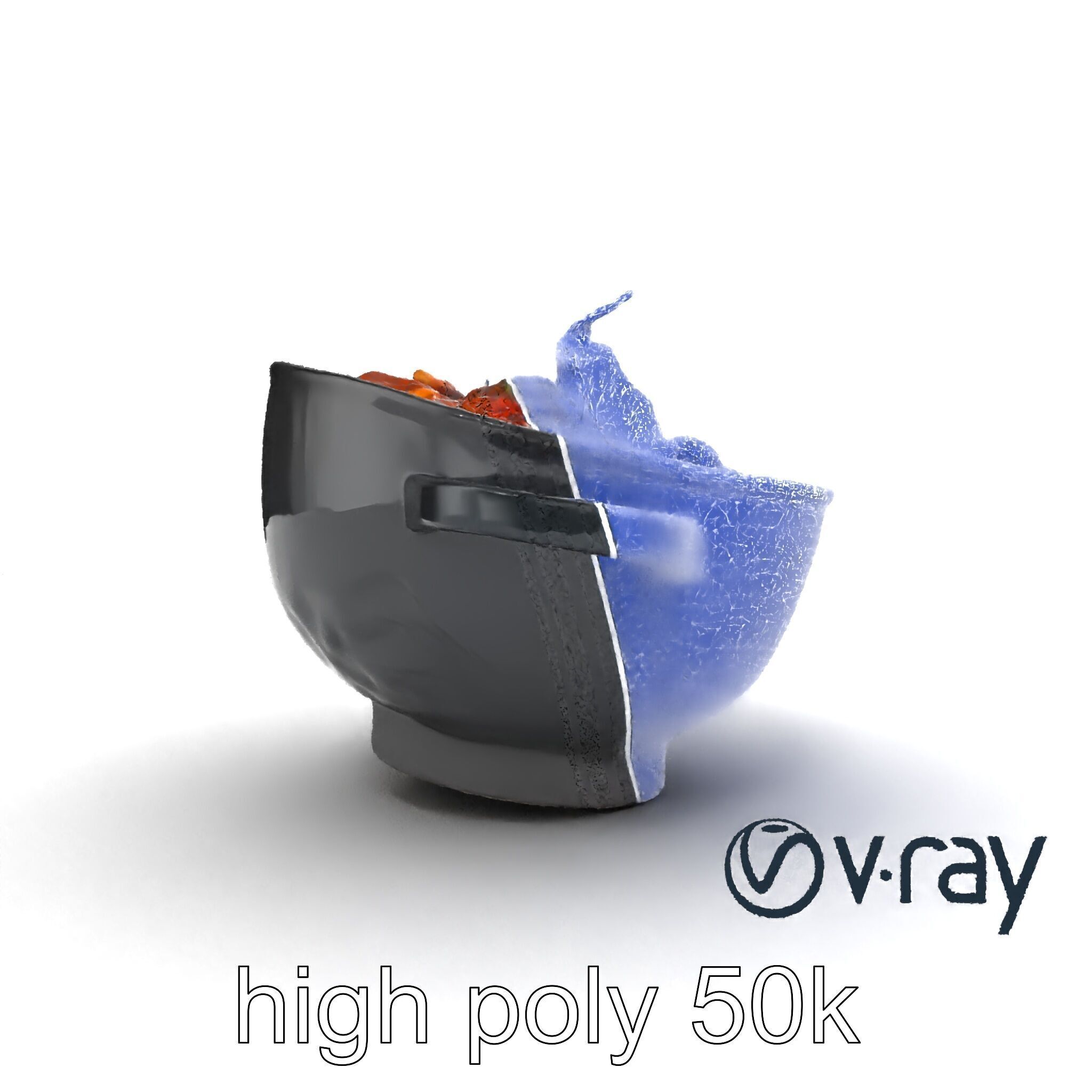 Sukiyaki Cast Iron Pot with Authentic Japanese Ingredients mo... Low-poly 3D model_21