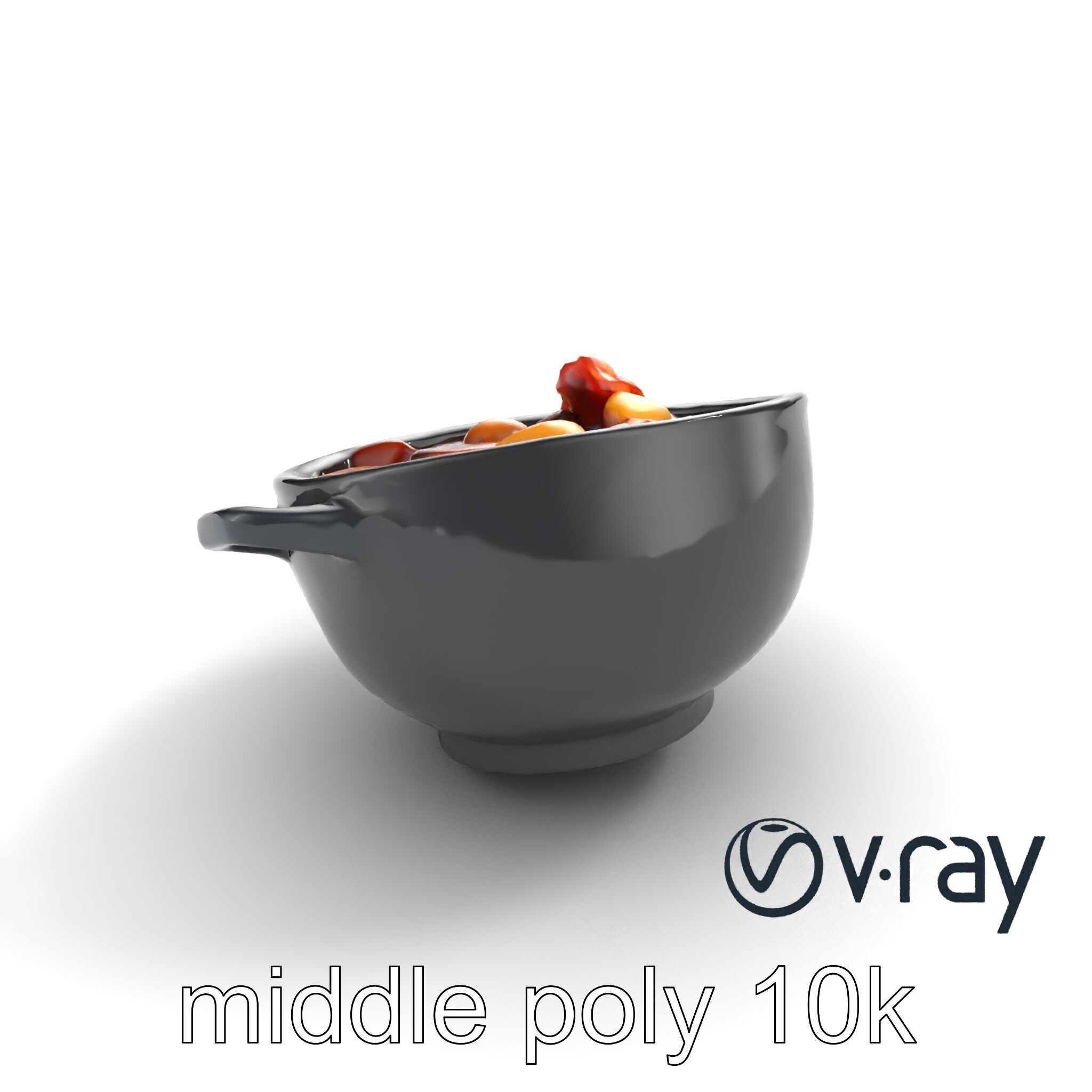 Sukiyaki Cast Iron Pot with Authentic Japanese Ingredients mo... Low-poly 3D model_8