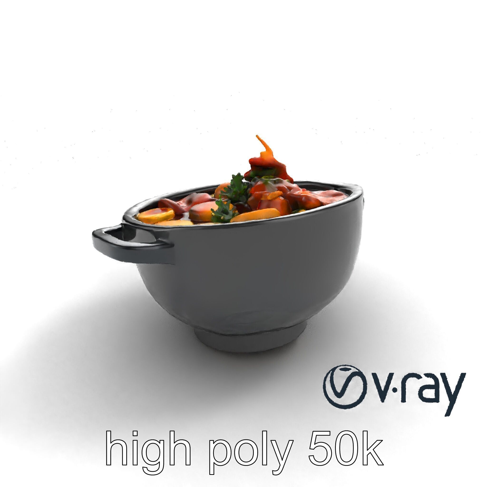 Sukiyaki Cast Iron Pot with Authentic Japanese Ingredients mo... Low-poly 3D model_18