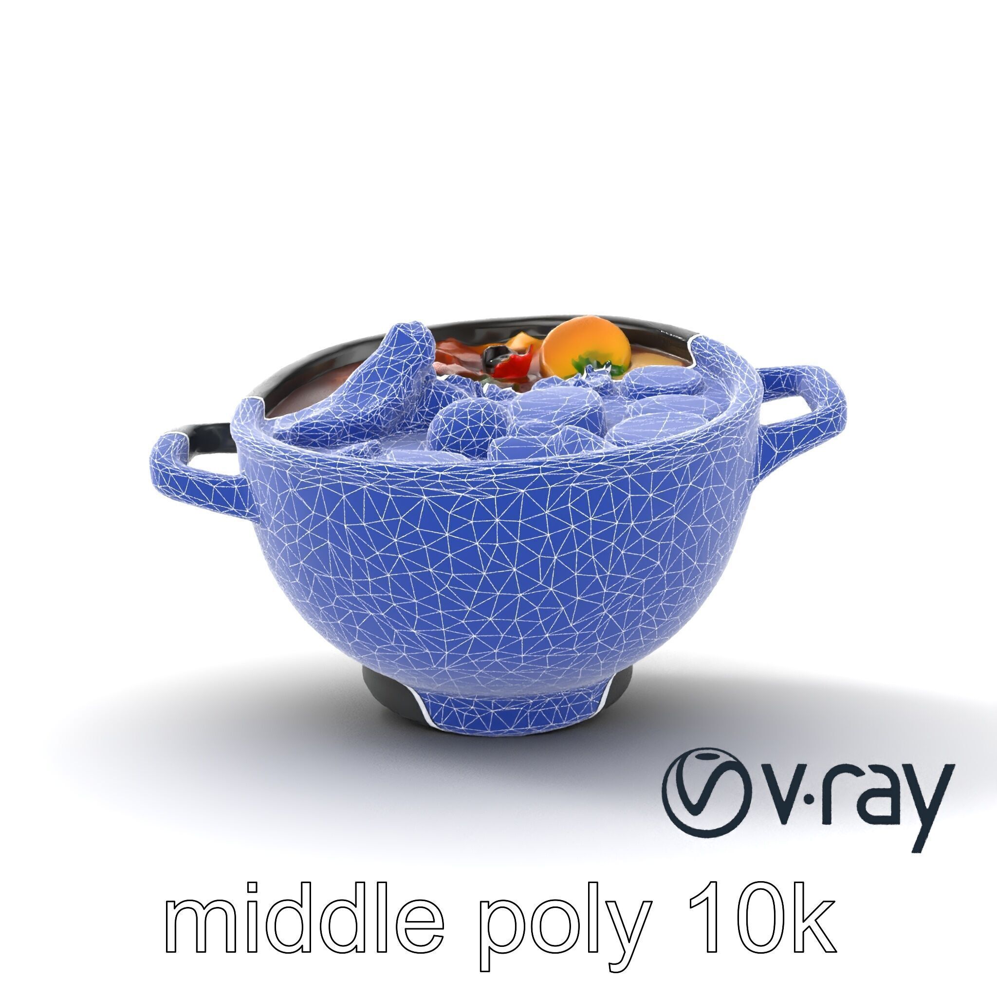 Sukiyaki Cast Iron Pot with Authentic Japanese Ingredients mo... Low-poly 3D model_32