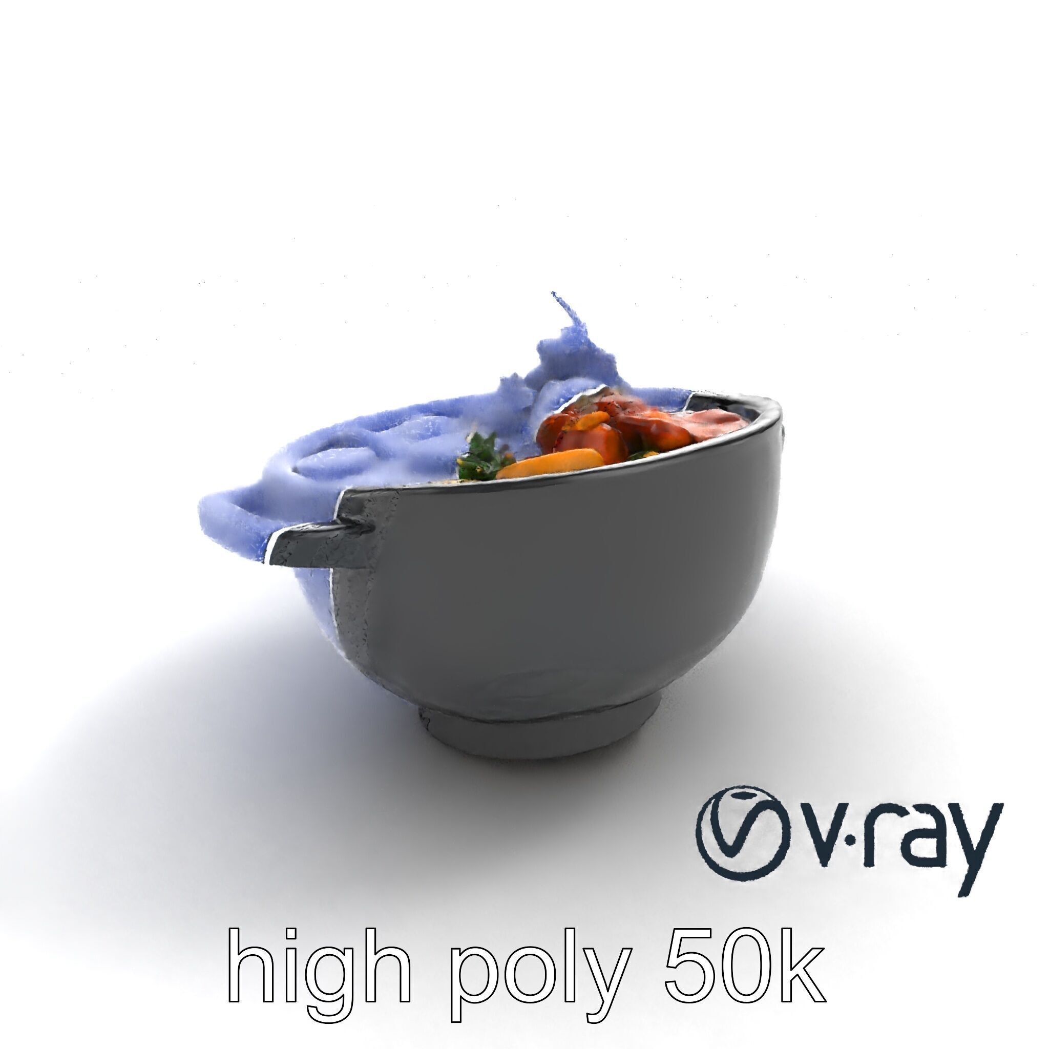 Sukiyaki Cast Iron Pot with Authentic Japanese Ingredients mo... Low-poly 3D model_16