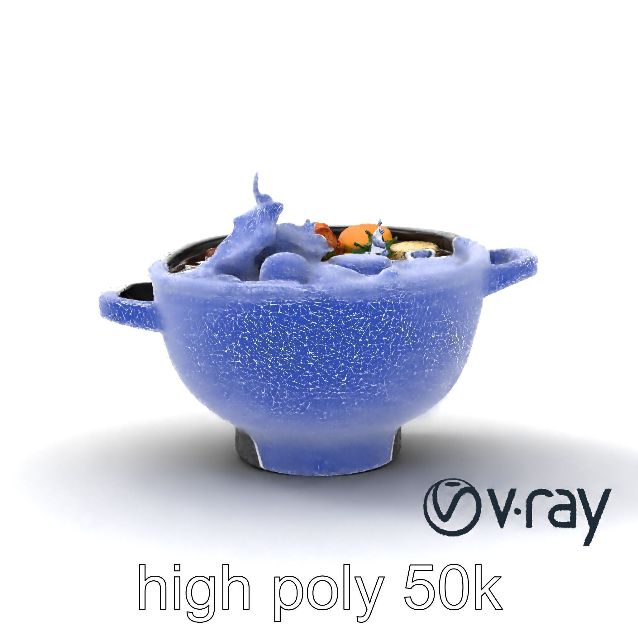 Sukiyaki Cast Iron Pot with Authentic Japanese Ingredients mo... Low-poly 3D model_29