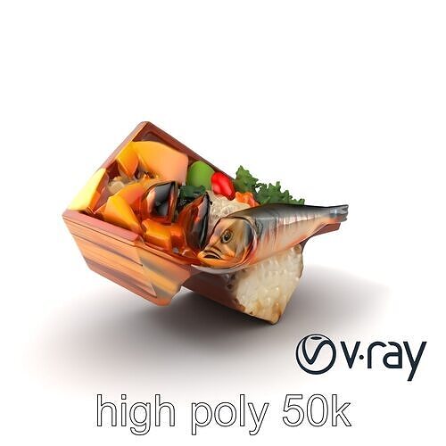 Japanese Bento Box Food Arrangement model pack Low-poly 3D model 2