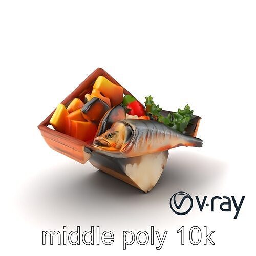 Japanese Bento Box Food Arrangement model pack Low-poly 3D model