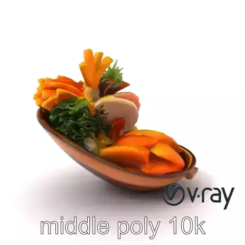 Elegant Kaiseki Dish Model Pack Low-poly 3D model