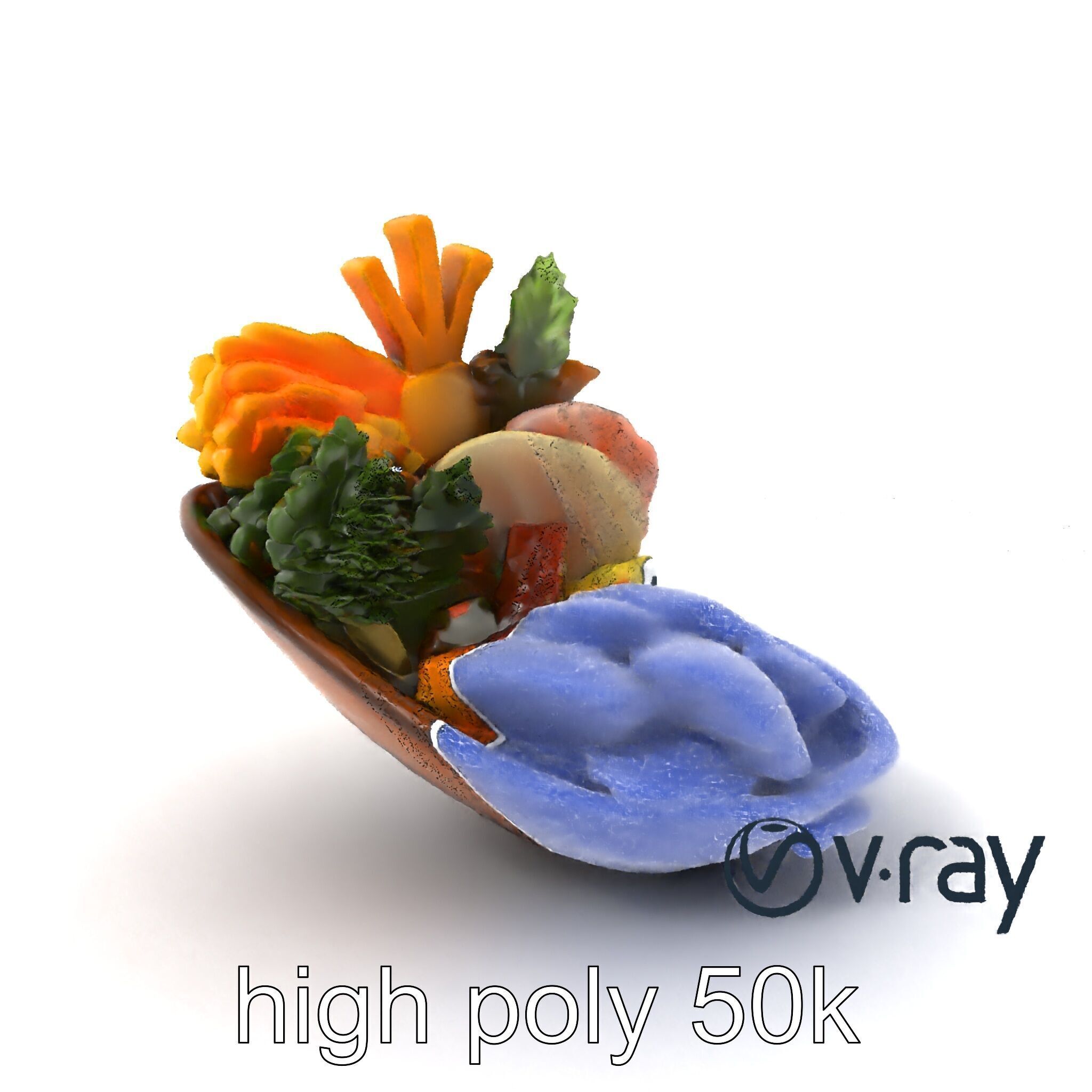 Elegant Kaiseki Dish Model Pack Low-poly 3D model_1