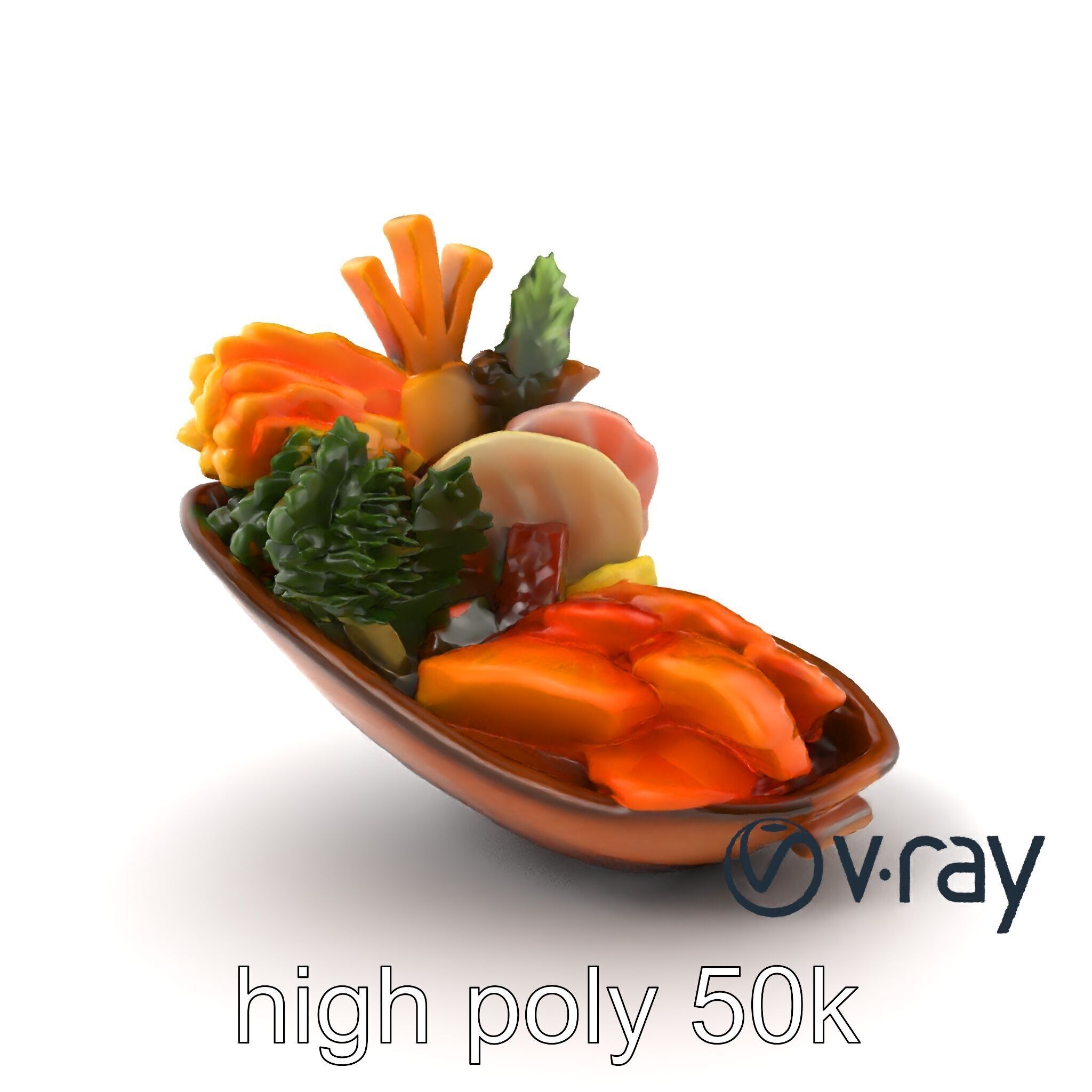 Elegant Kaiseki Dish Model Pack Low-poly 3D model_2