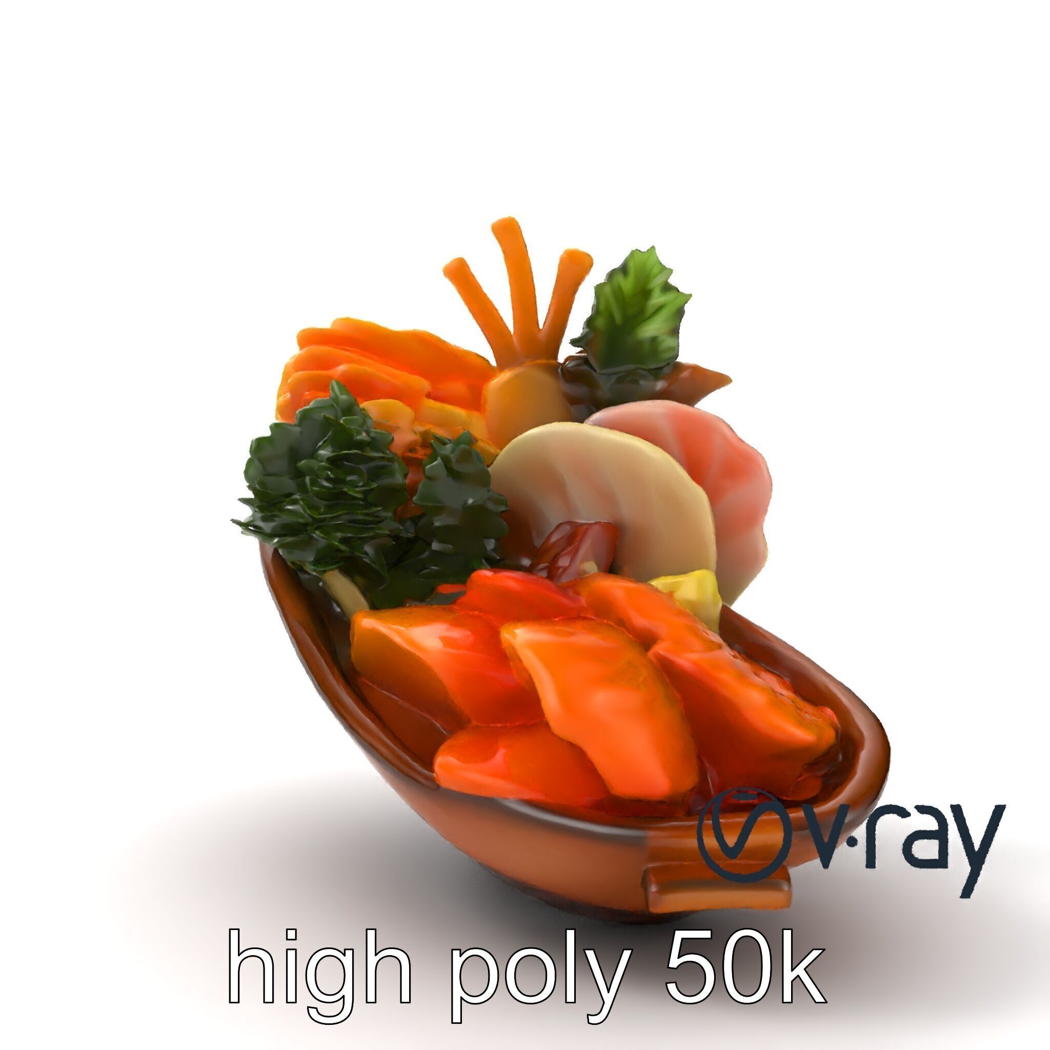 Elegant Kaiseki Dish Model Pack Low-poly 3D model_30