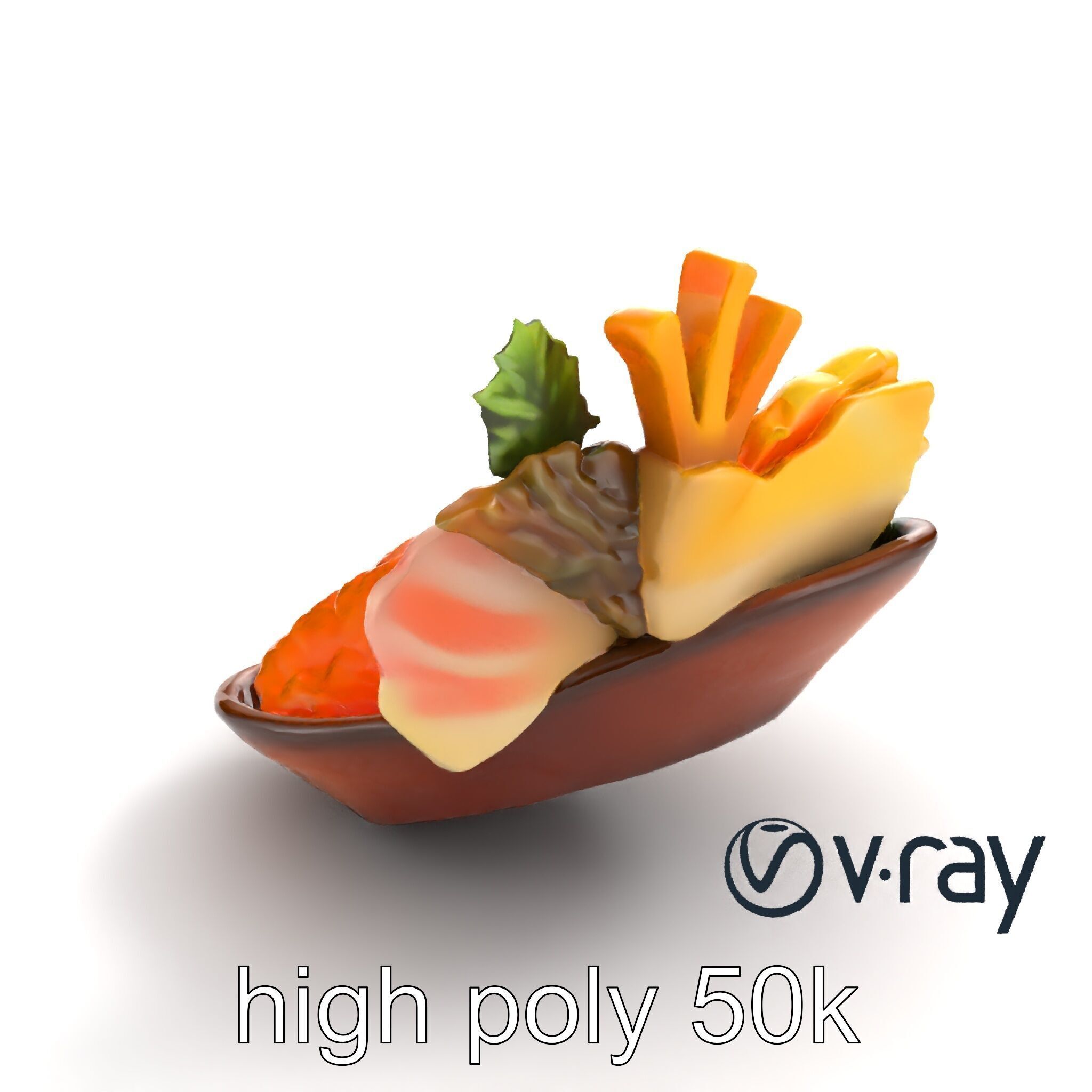 Elegant Kaiseki Dish Model Pack Low-poly 3D model_9