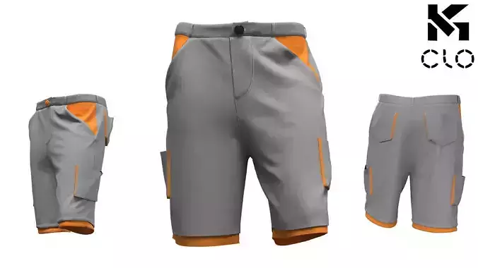 Sporty Cargo Shorts Clo3D Model Textures and Accurate Patterns