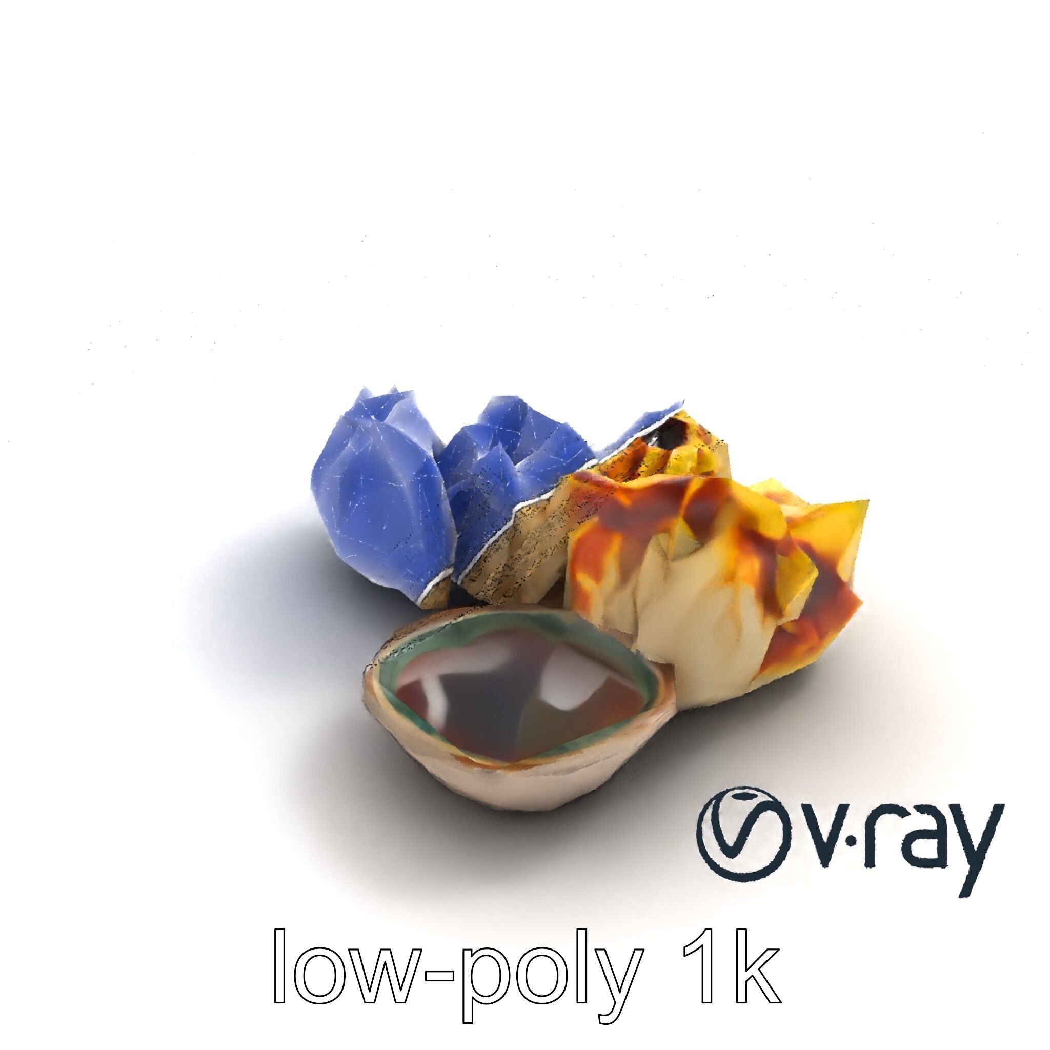 Realistic Gyoza Dumplings with Soy Sauce Bowl model pack Low-poly 3D model_13