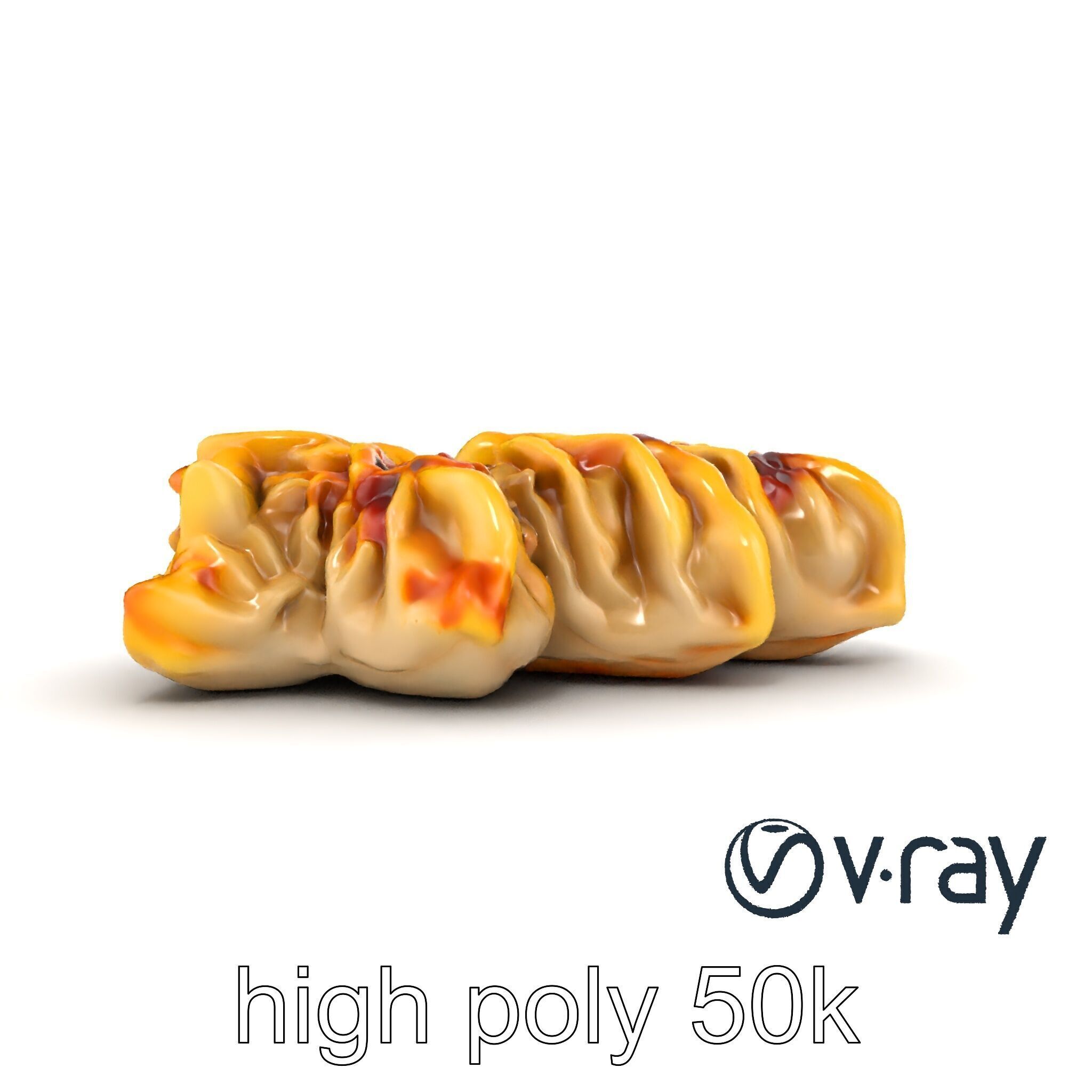 Realistic Gyoza Dumplings with Soy Sauce Bowl model pack Low-poly 3D model_16