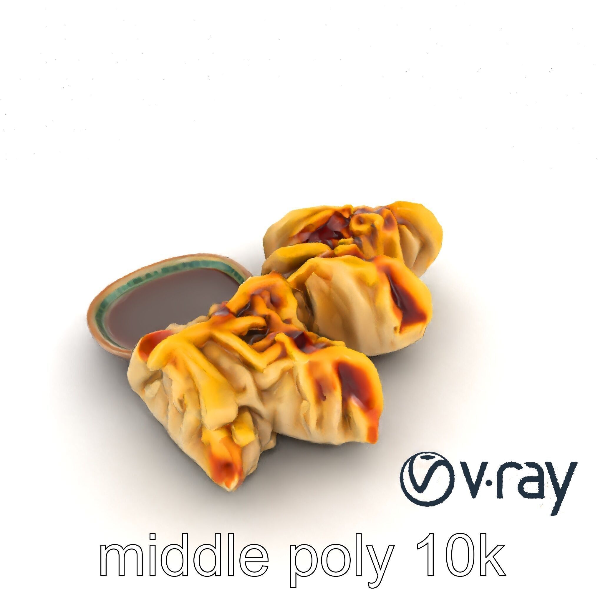 Realistic Gyoza Dumplings with Soy Sauce Bowl model pack Low-poly 3D model_27