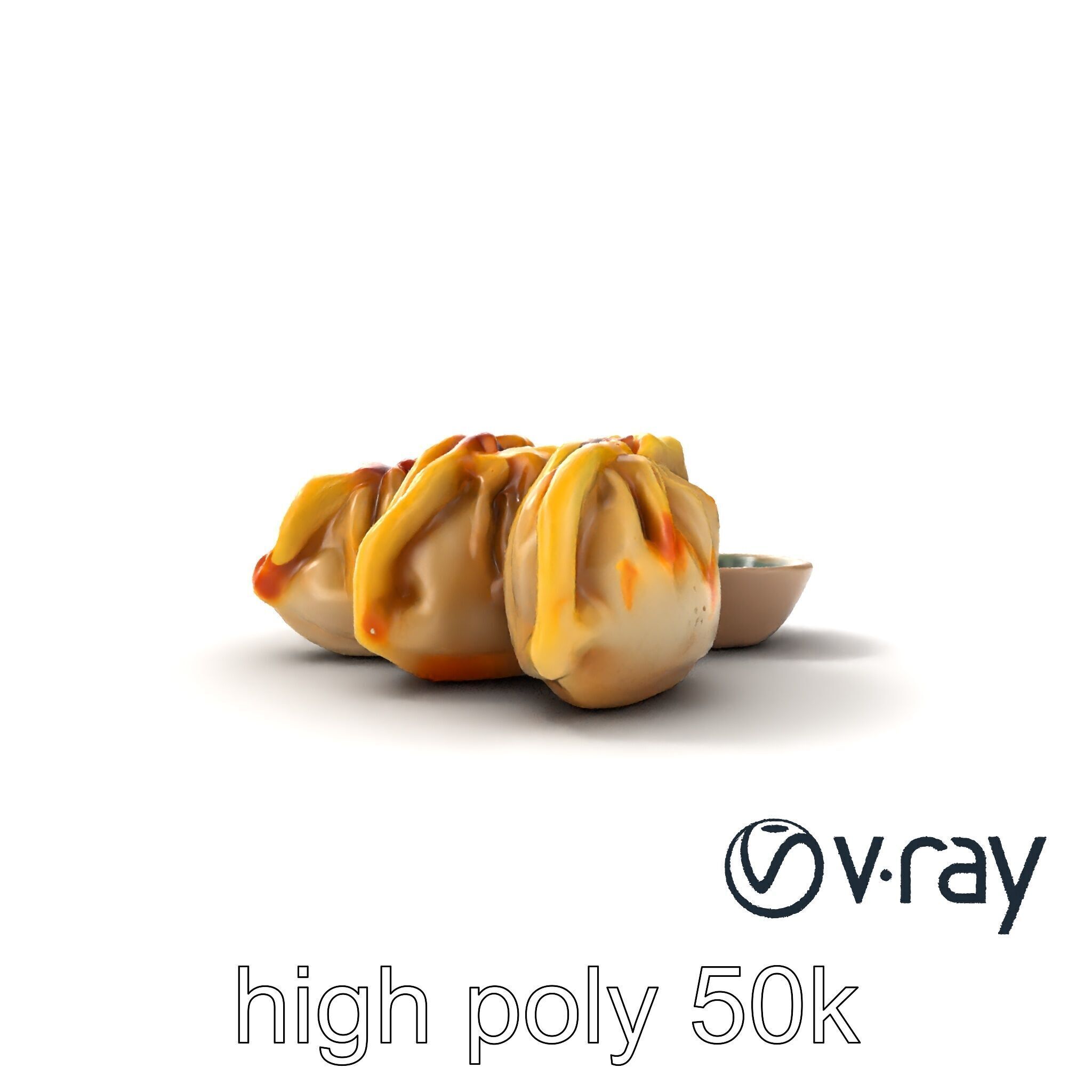 Realistic Gyoza Dumplings with Soy Sauce Bowl model pack Low-poly 3D model_26