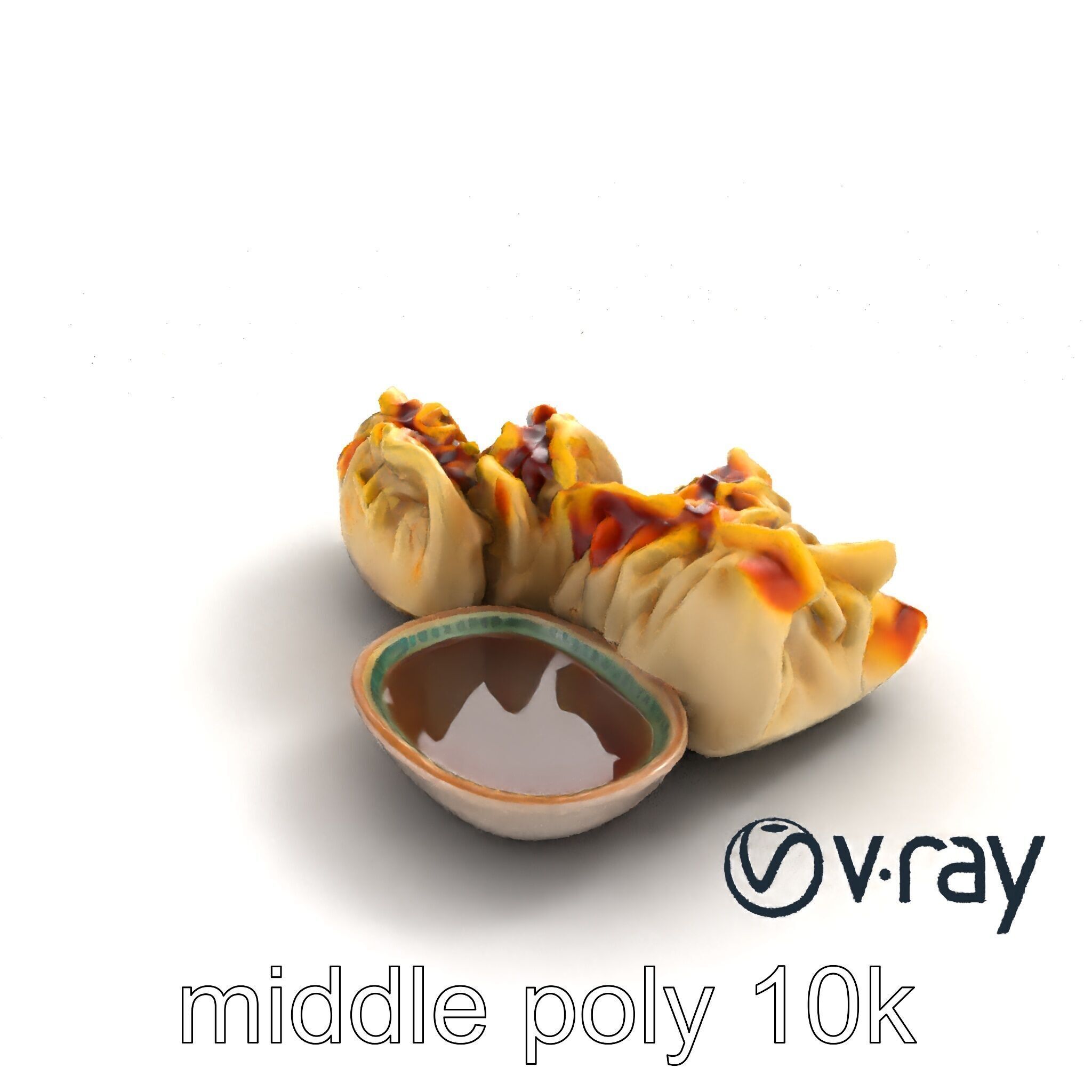 Realistic Gyoza Dumplings with Soy Sauce Bowl model pack Low-poly 3D model_8