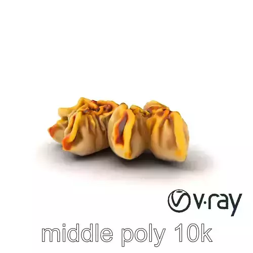 Realistic Gyoza Dumplings with Soy Sauce Bowl model pack Low-poly 3D model