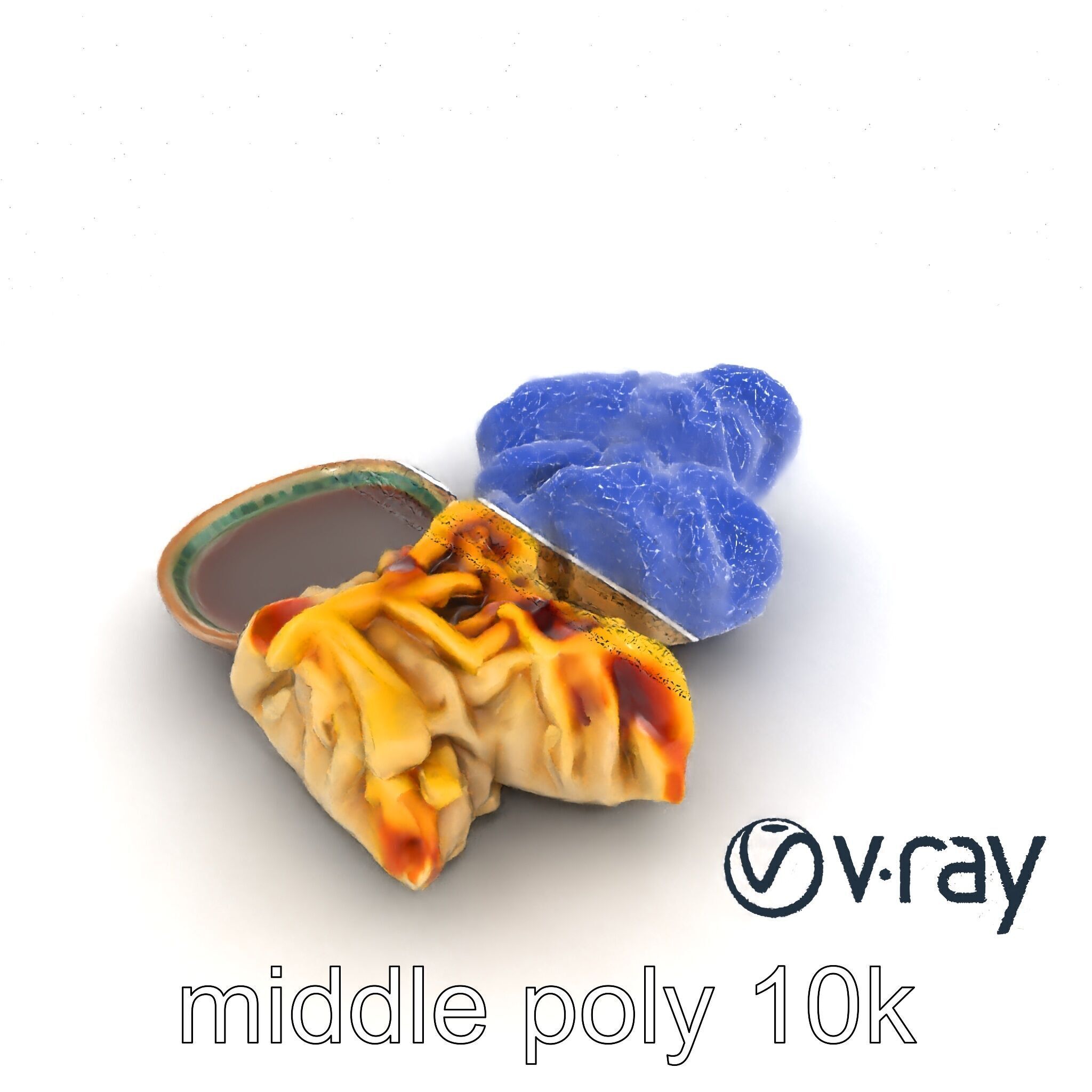 Realistic Gyoza Dumplings with Soy Sauce Bowl model pack Low-poly 3D model_31