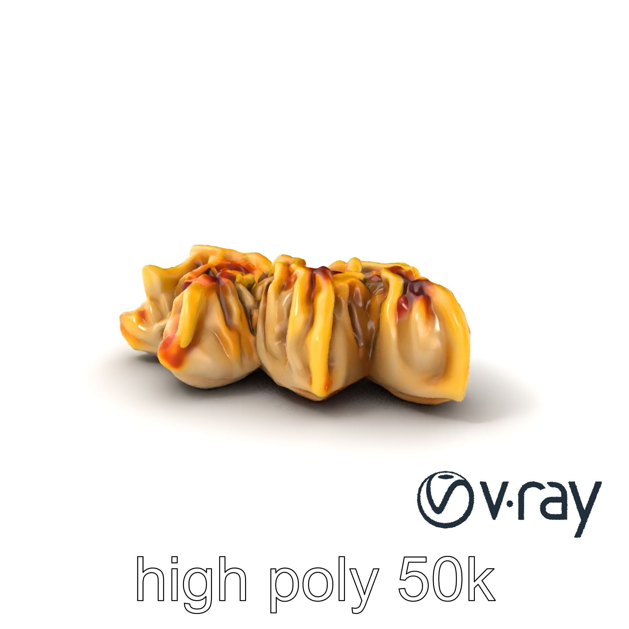 Realistic Gyoza Dumplings with Soy Sauce Bowl model pack Low-poly 3D model_2