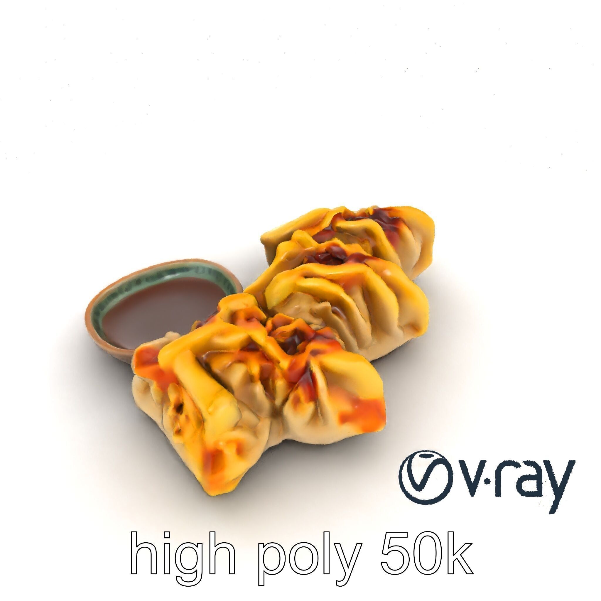 Realistic Gyoza Dumplings with Soy Sauce Bowl model pack Low-poly 3D model_24