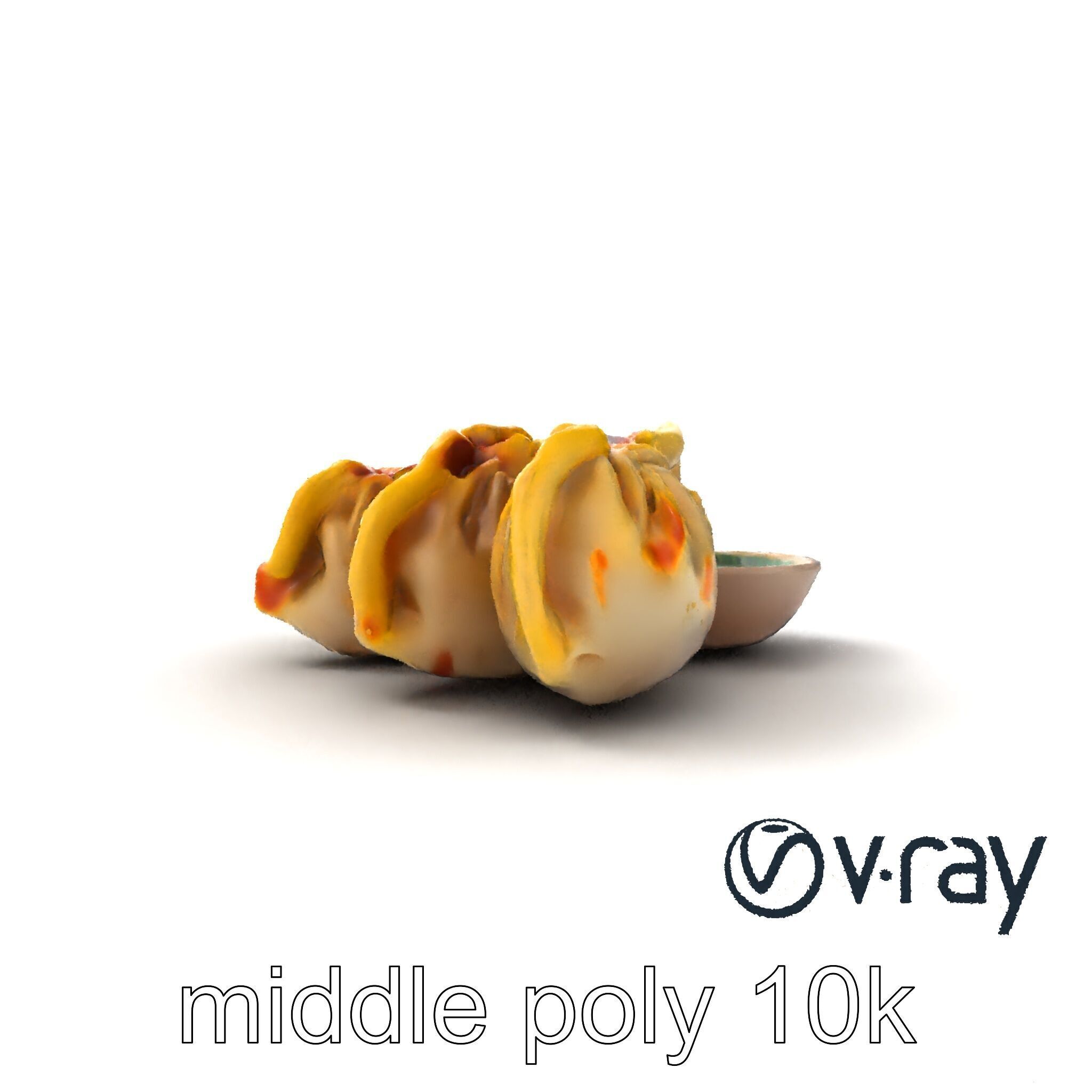 Realistic Gyoza Dumplings with Soy Sauce Bowl model pack Low-poly 3D model_17