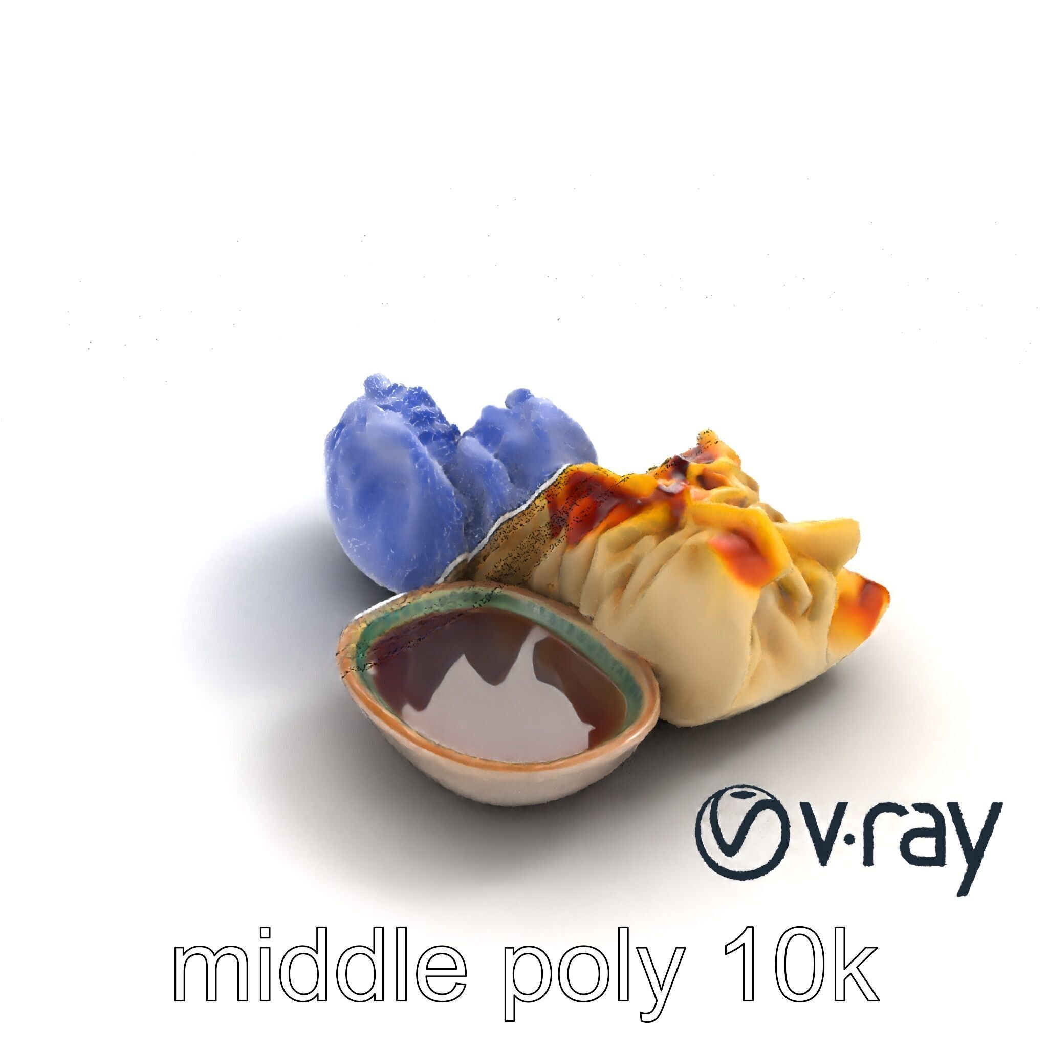 Realistic Gyoza Dumplings with Soy Sauce Bowl model pack Low-poly 3D model_11