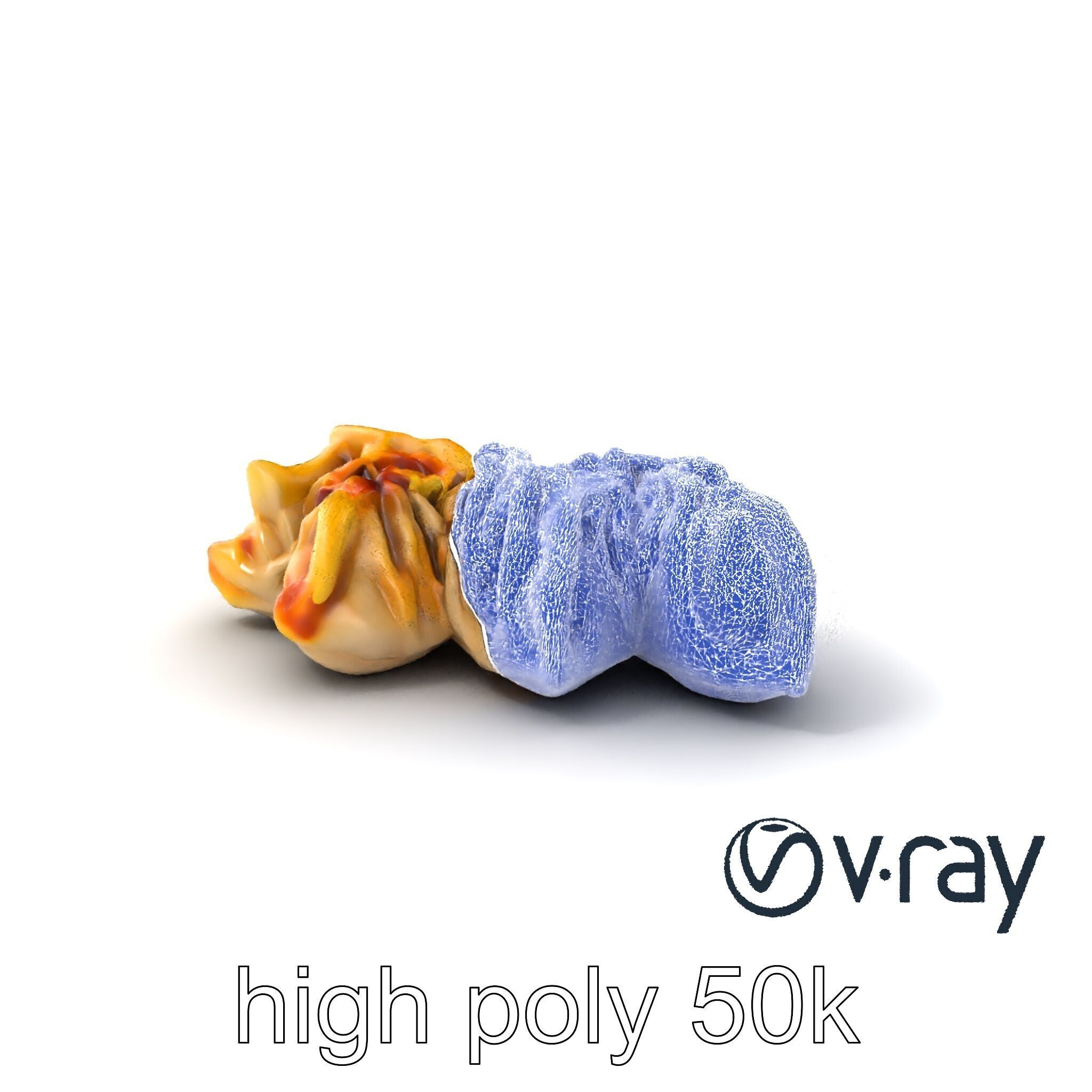 Realistic Gyoza Dumplings with Soy Sauce Bowl model pack Low-poly 3D model_10