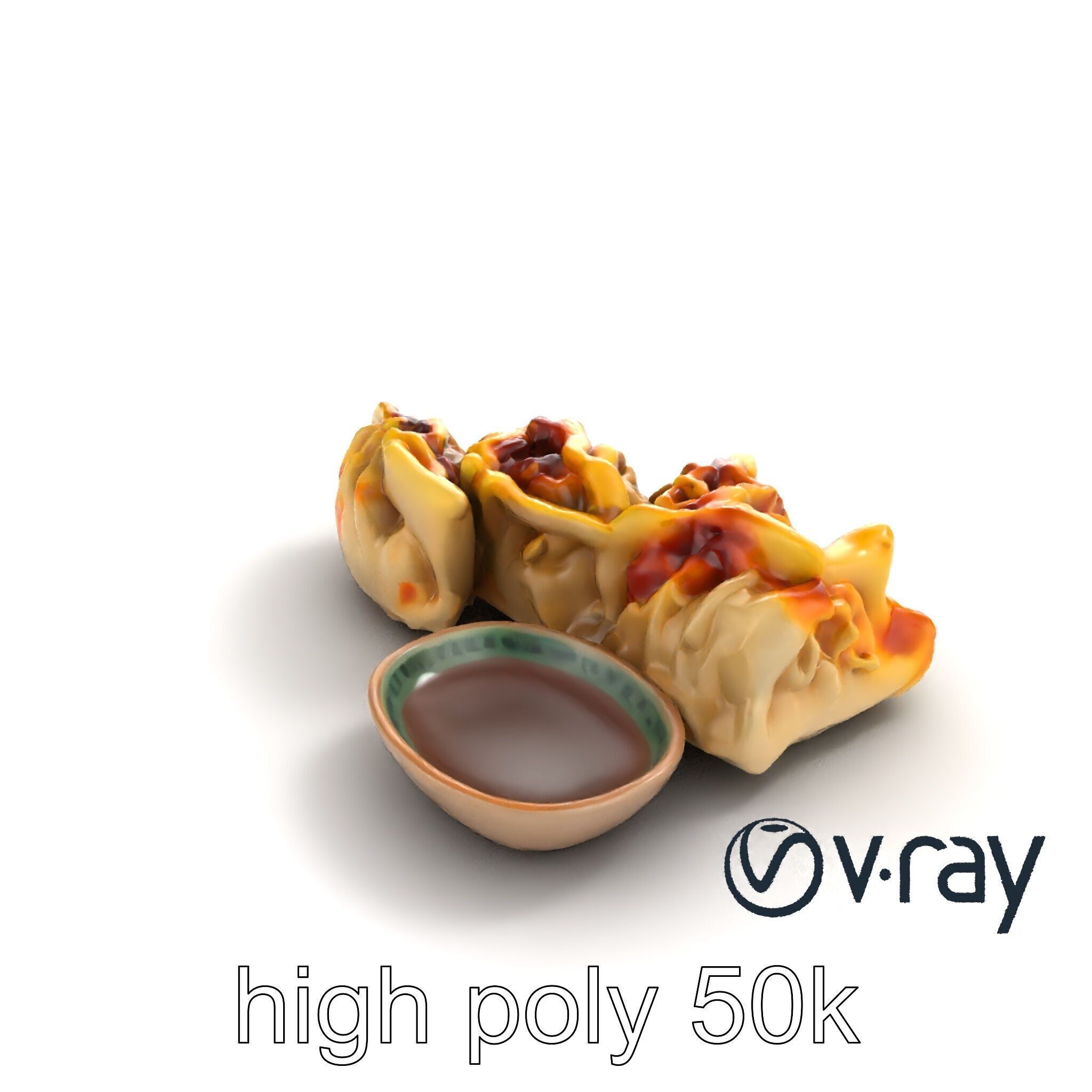Realistic Gyoza Dumplings with Soy Sauce Bowl model pack Low-poly 3D model_22
