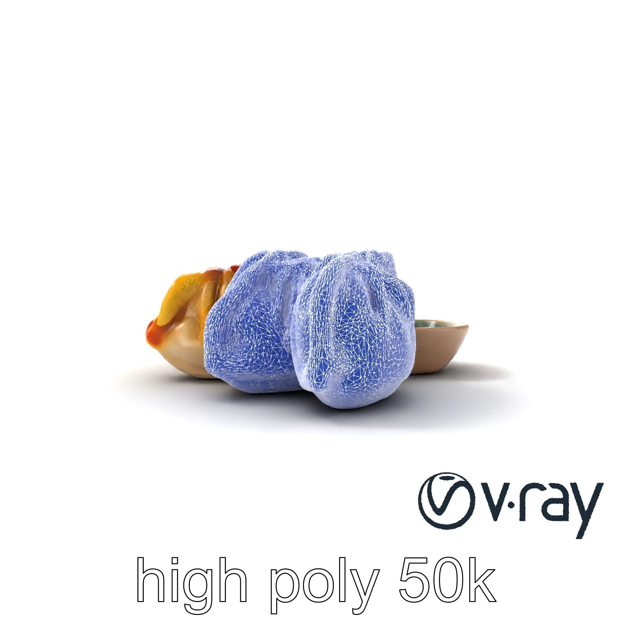 Realistic Gyoza Dumplings with Soy Sauce Bowl model pack Low-poly 3D model_28