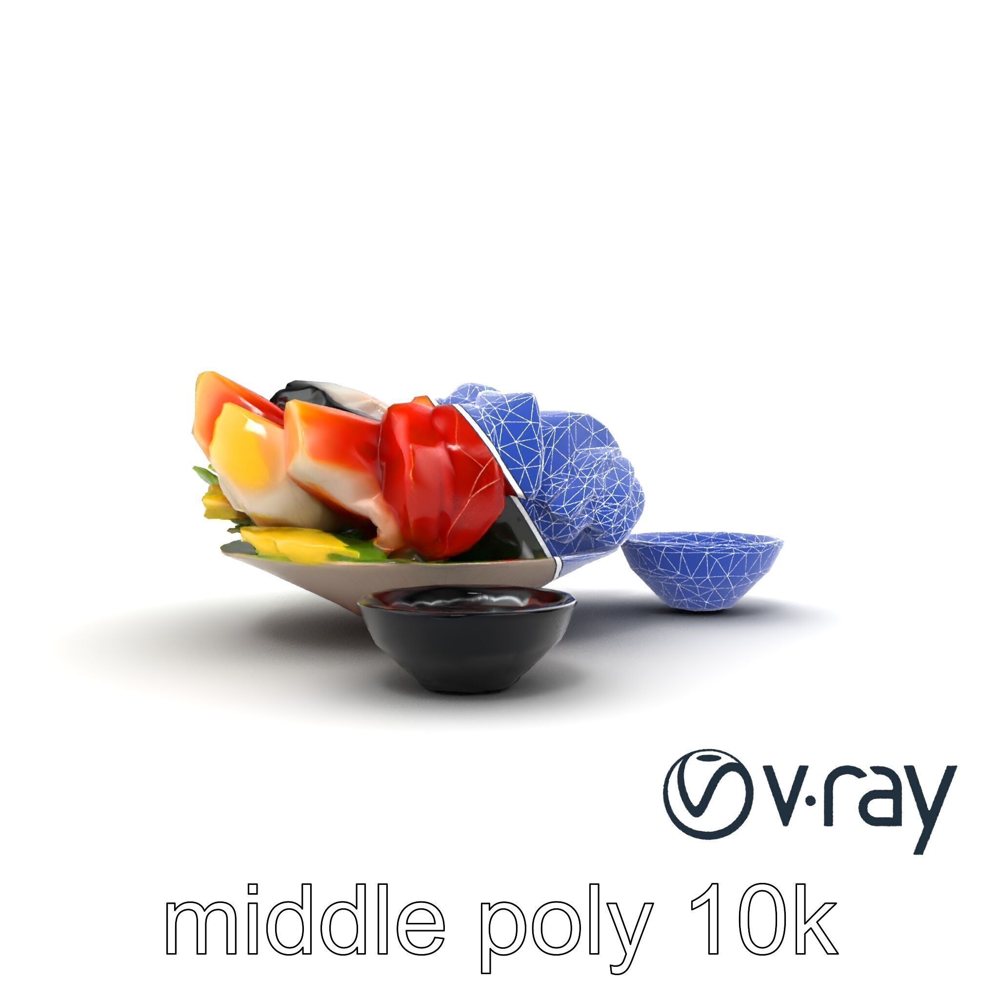 Sashimi Dish Authentic Textured Model Pack Low-poly 3D model_18