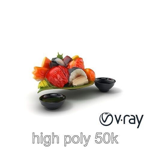 Sashimi Dish Authentic Textured Model Pack Low-poly 3D model 2
