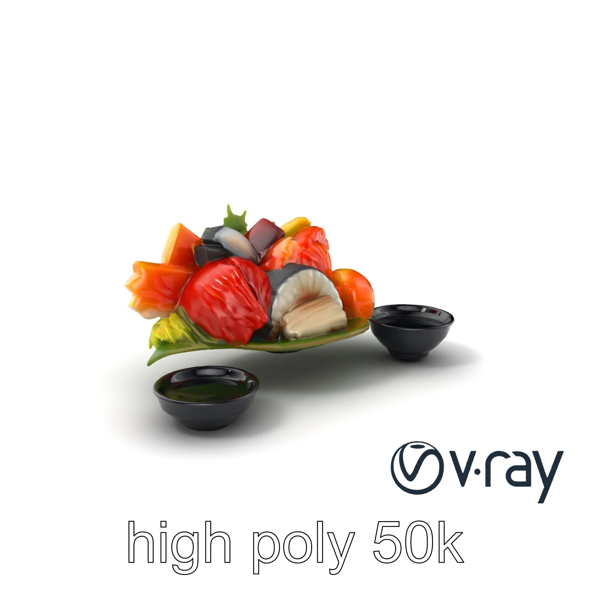 Sashimi Dish Authentic Textured Model Pack Low-poly 3D model_2