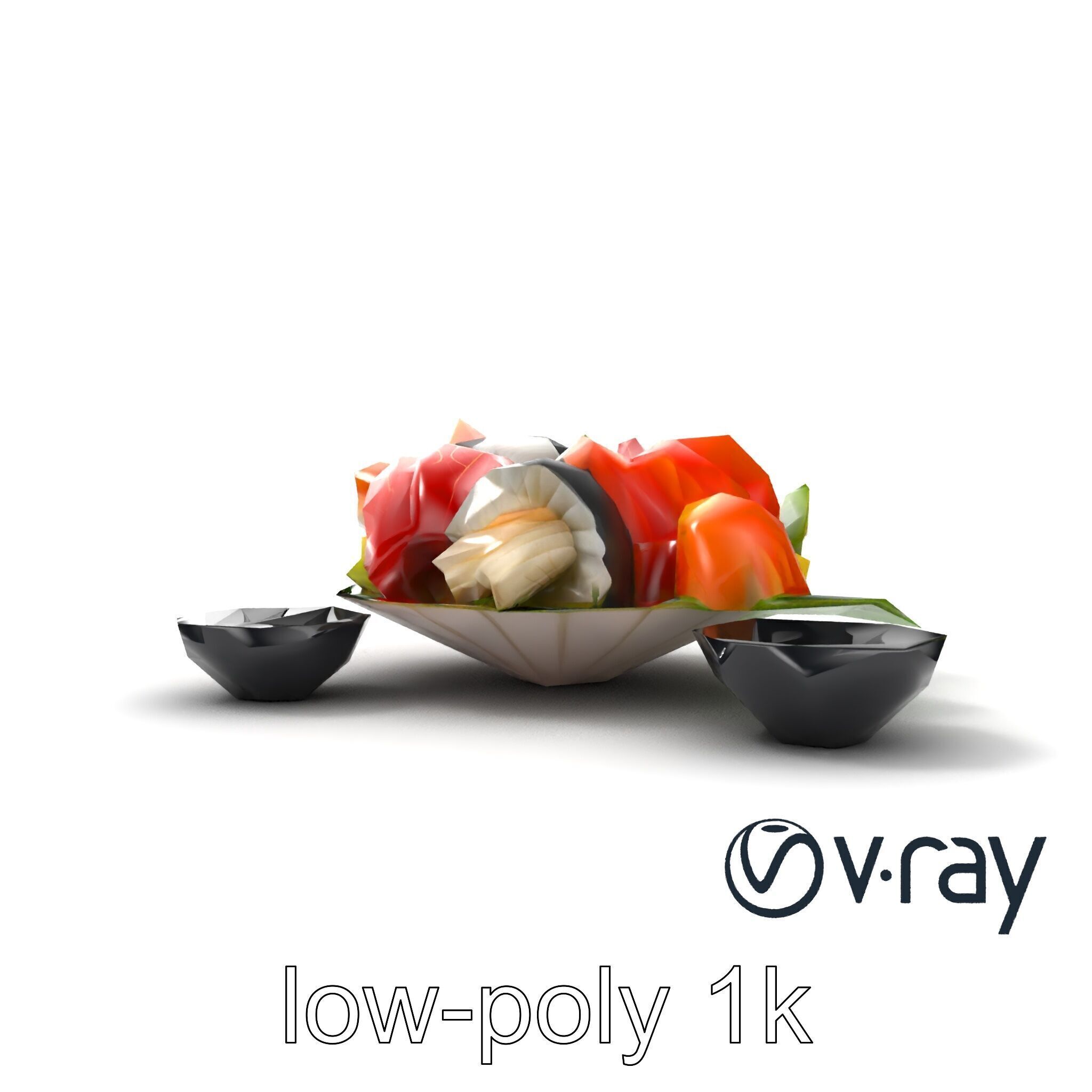 Sashimi Dish Authentic Textured Model Pack Low-poly 3D model_13