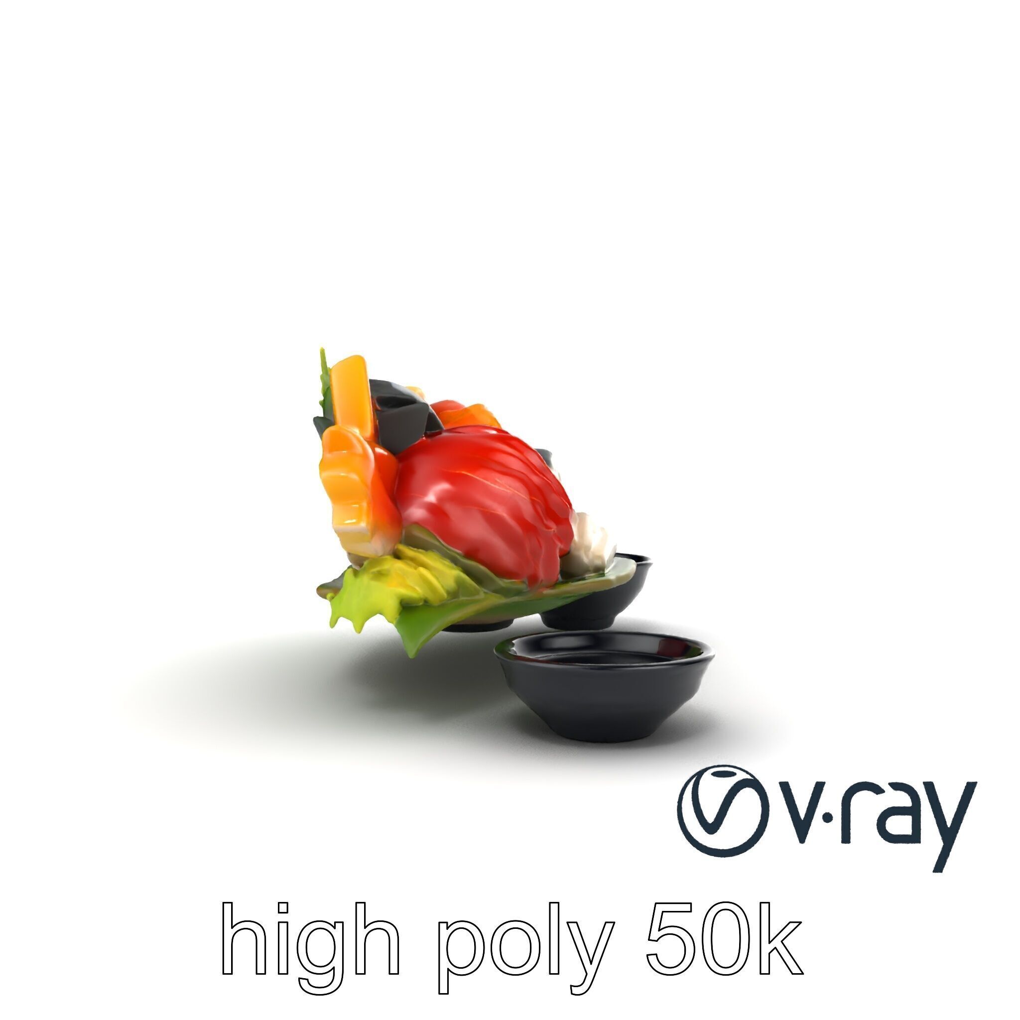 Sashimi Dish Authentic Textured Model Pack Low-poly 3D model_32