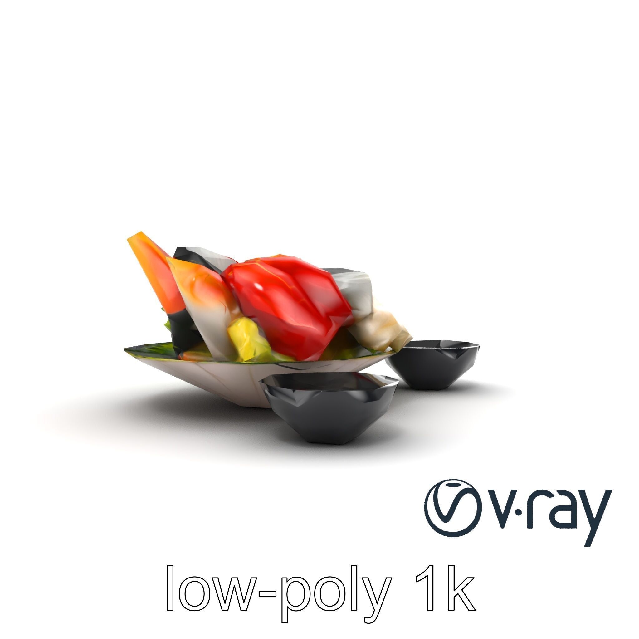 Sashimi Dish Authentic Textured Model Pack Low-poly 3D model_29