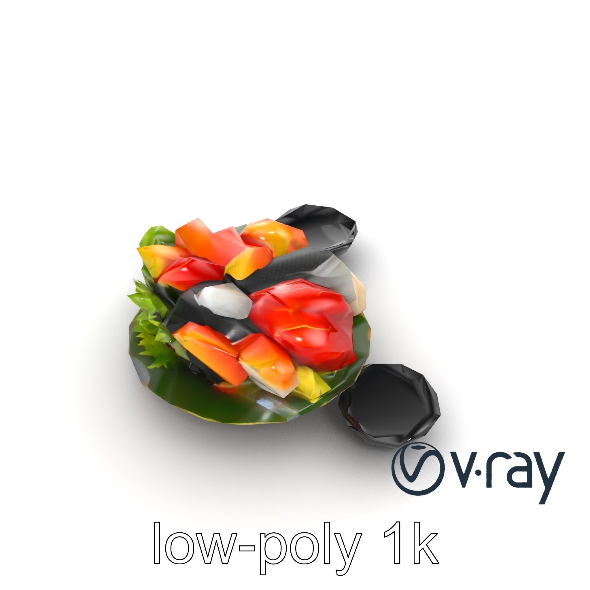 Sashimi Dish Authentic Textured Model Pack Low-poly 3D model_23