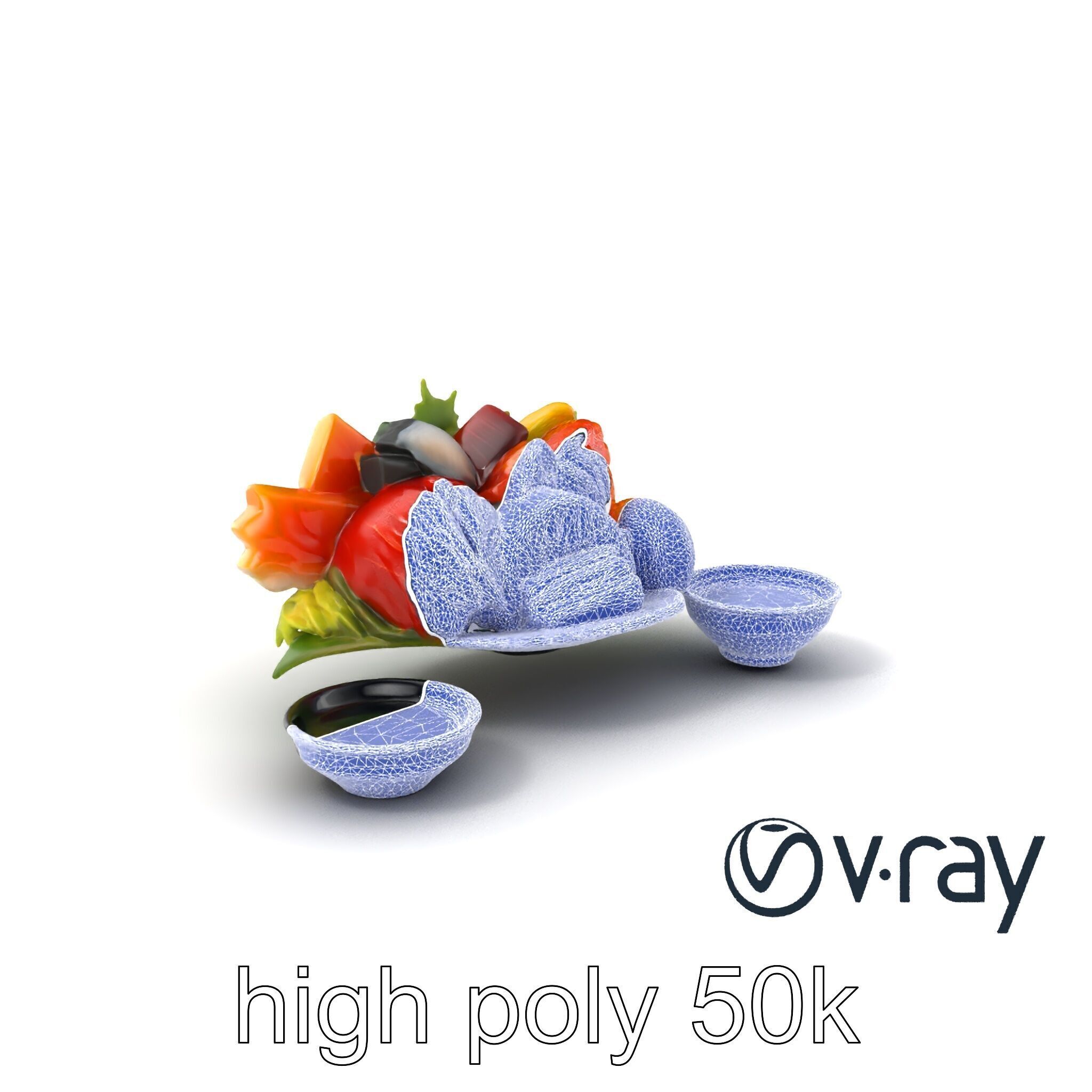Sashimi Dish Authentic Textured Model Pack Low-poly 3D model_10