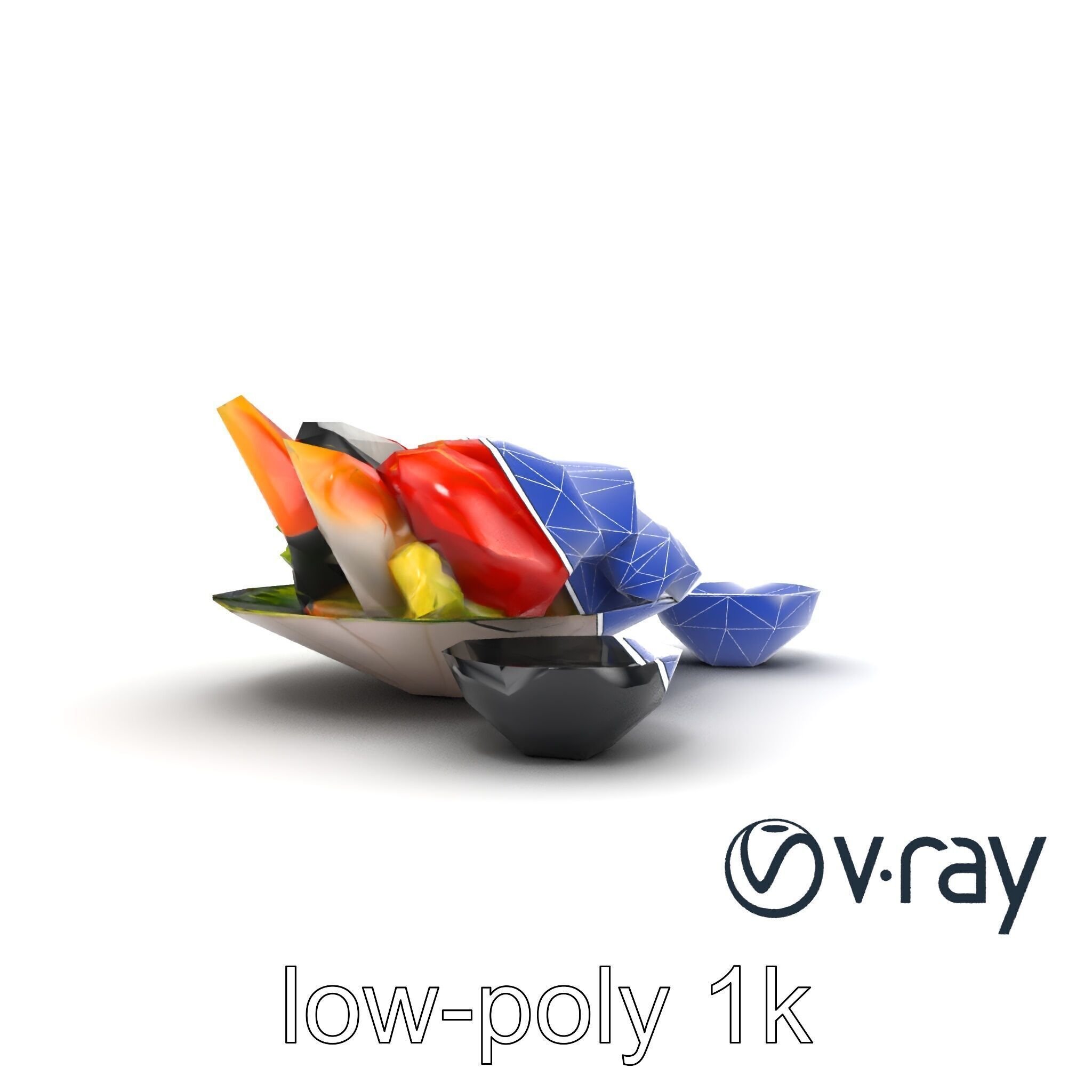 Sashimi Dish Authentic Textured Model Pack Low-poly 3D model_19