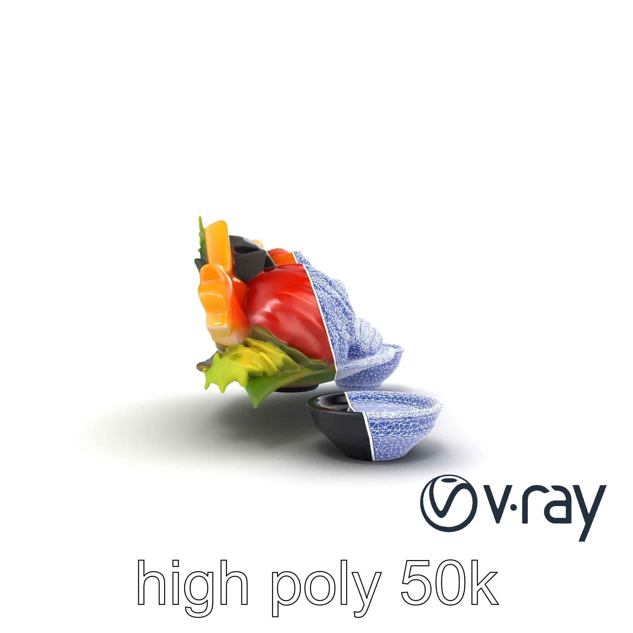 Sashimi Dish Authentic Textured Model Pack Low-poly 3D model_17