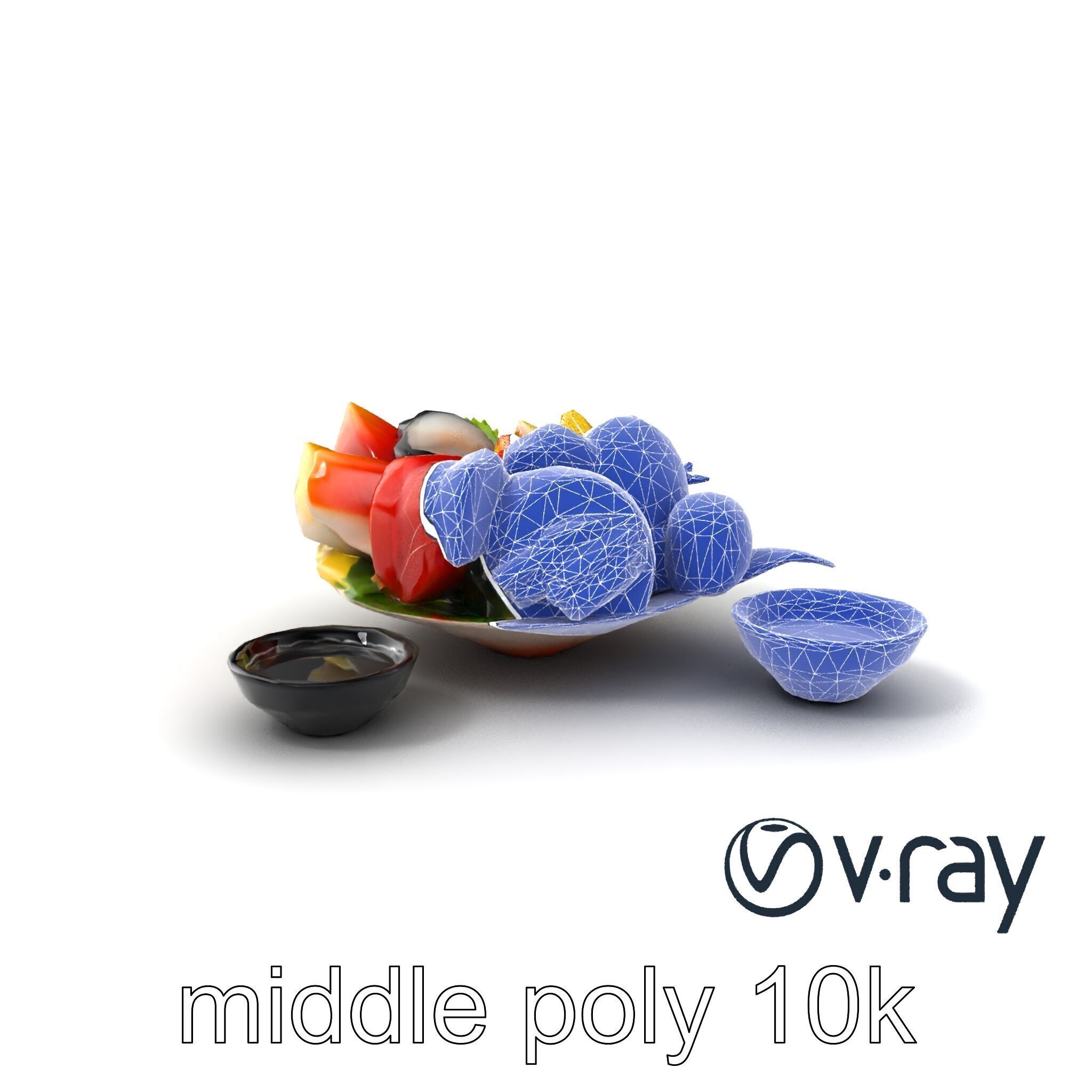 Sashimi Dish Authentic Textured Model Pack Low-poly 3D model_6