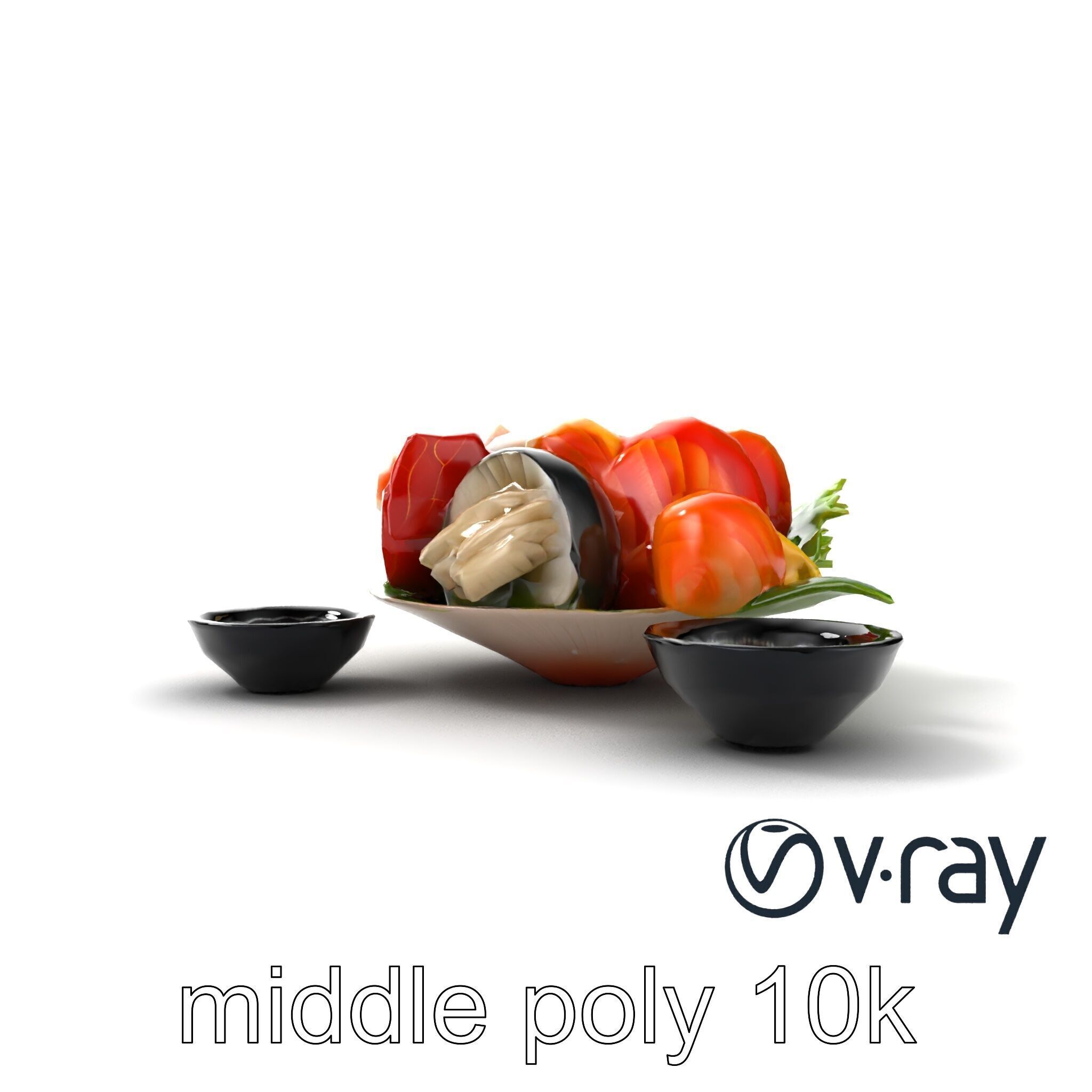 Sashimi Dish Authentic Textured Model Pack Low-poly 3D model_22