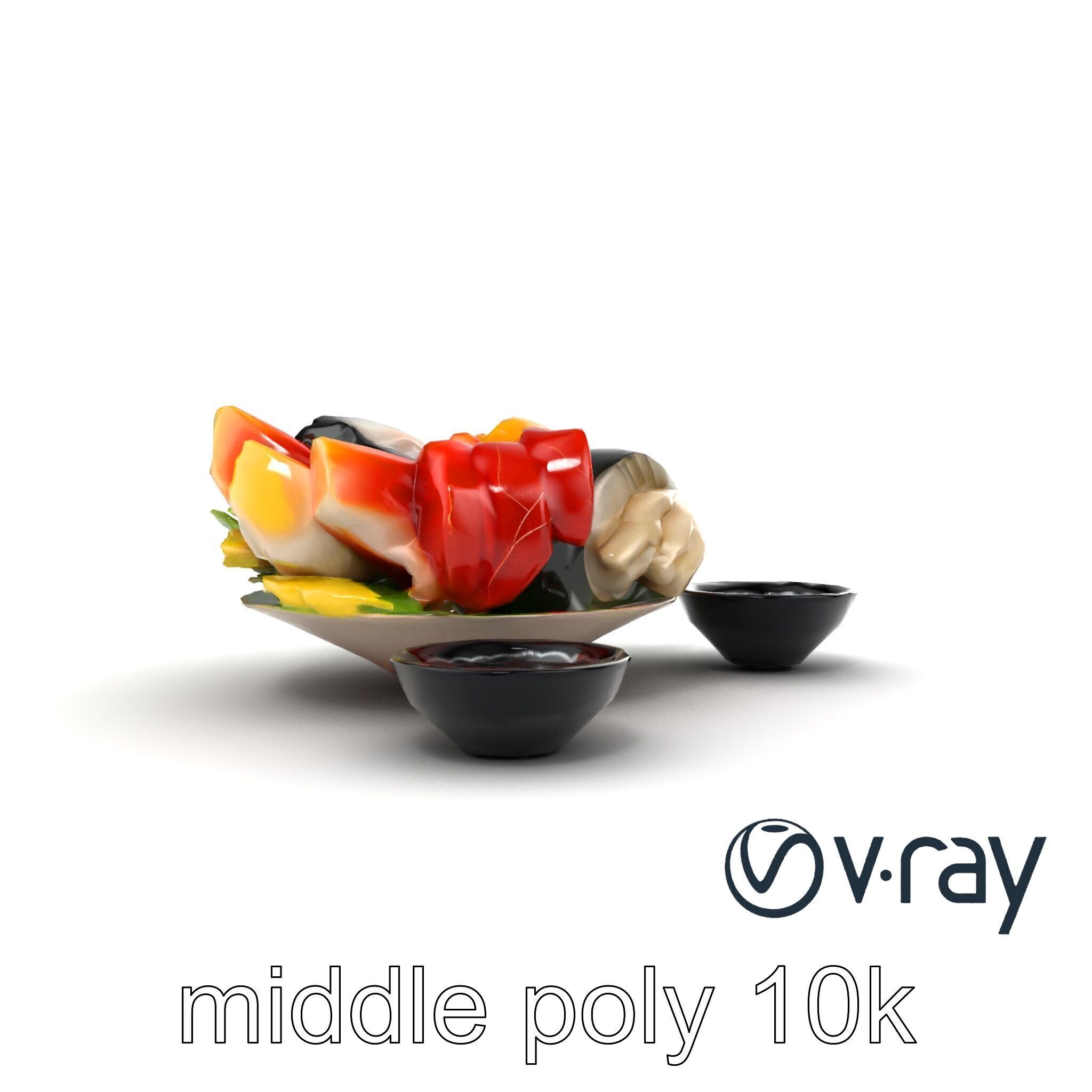 Sashimi Dish Authentic Textured Model Pack Low-poly 3D model_15