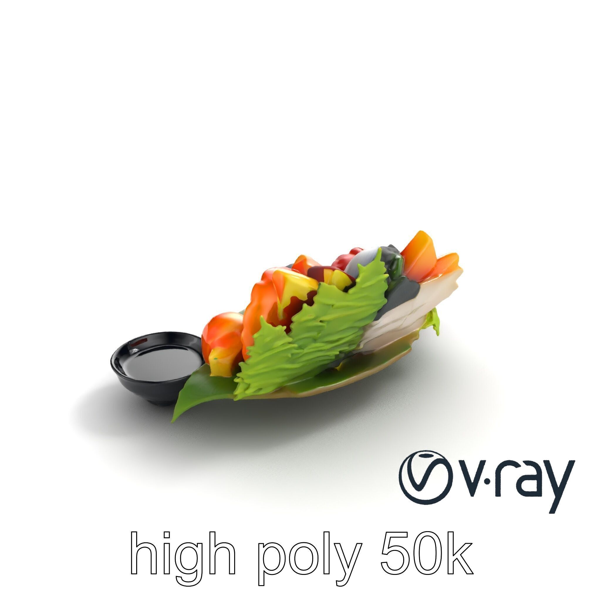 Sashimi Dish Authentic Textured Model Pack Low-poly 3D model_25
